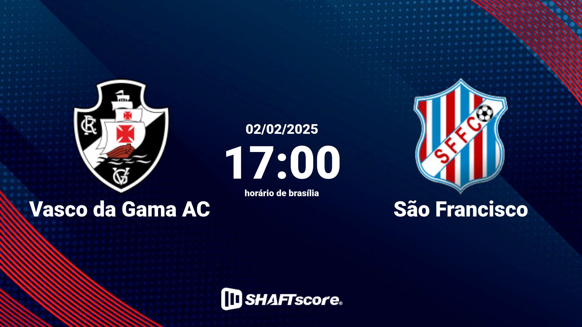 Estatísticas do jogo Vasco da Gama AC vs São Francisco 02.02 17:00