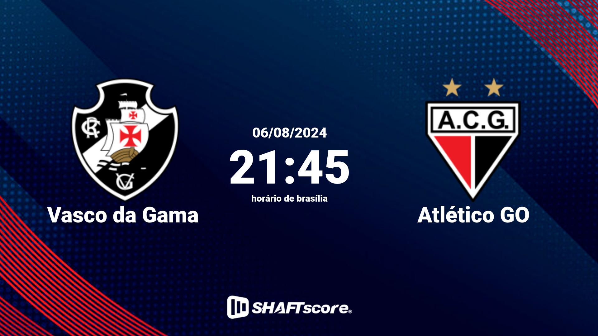 Estatísticas do jogo Vasco da Gama vs Atlético GO 06.08 21:45