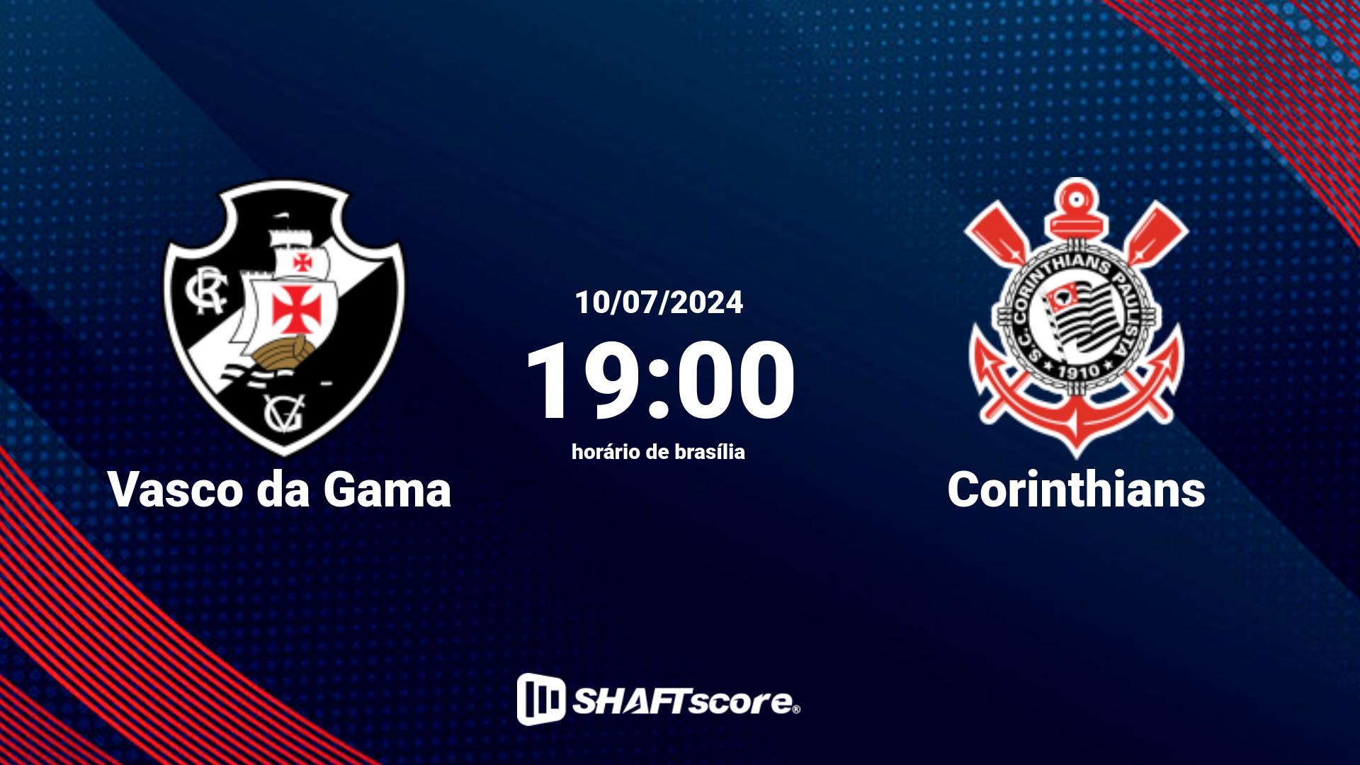 Estatísticas do jogo Vasco da Gama vs Corinthians 10.07 19:00