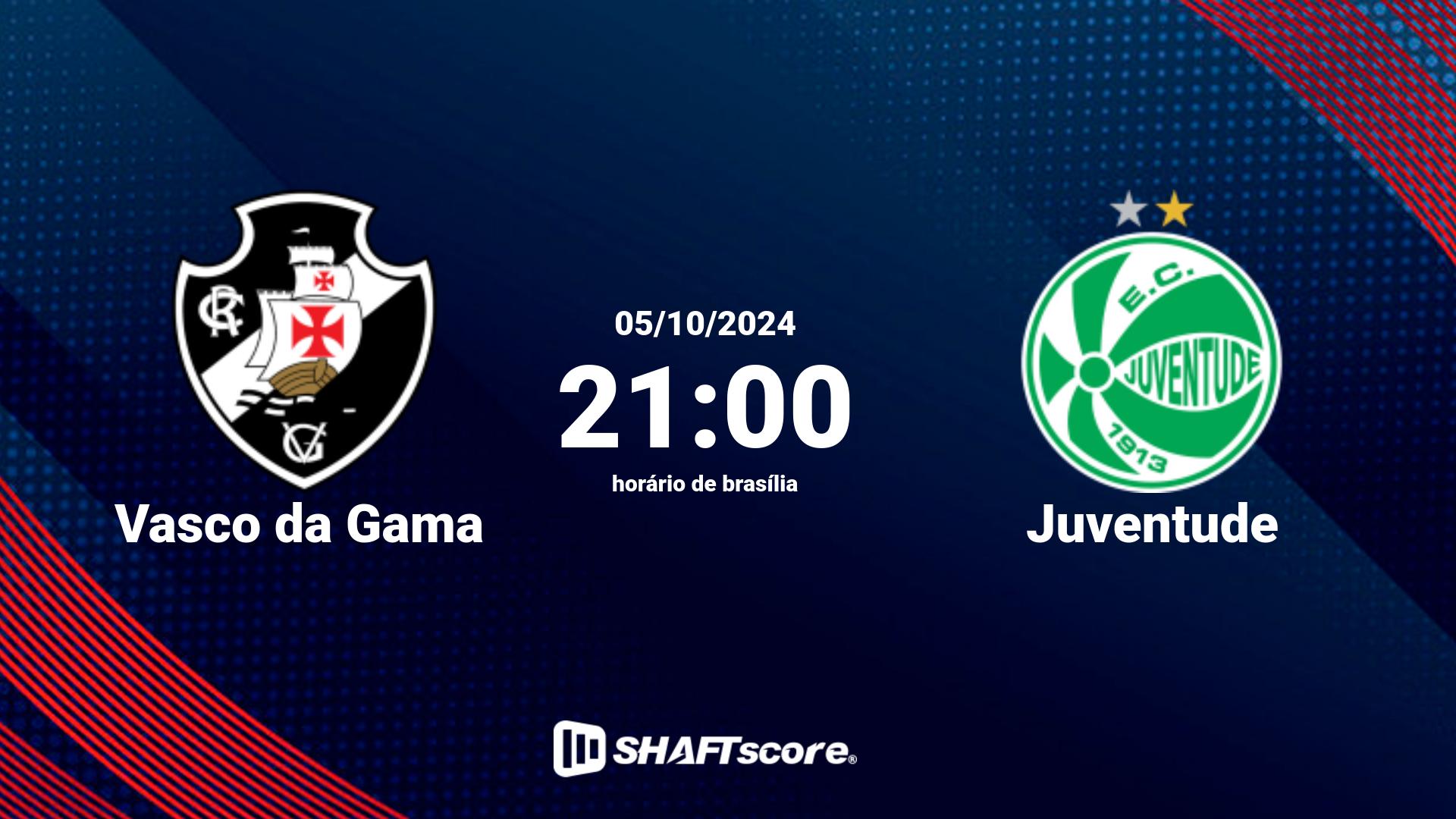 Estatísticas do jogo Vasco da Gama vs Juventude 05.10 21:00