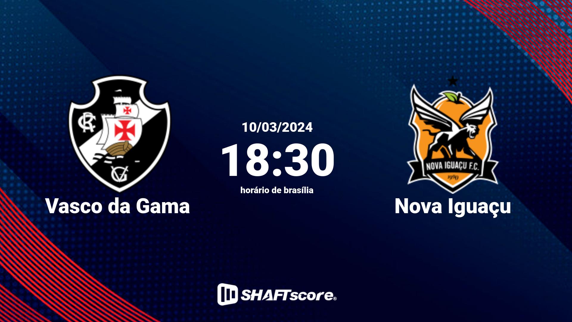 Estatísticas do jogo Vasco da Gama vs Nova Iguaçu 10.03 18:30