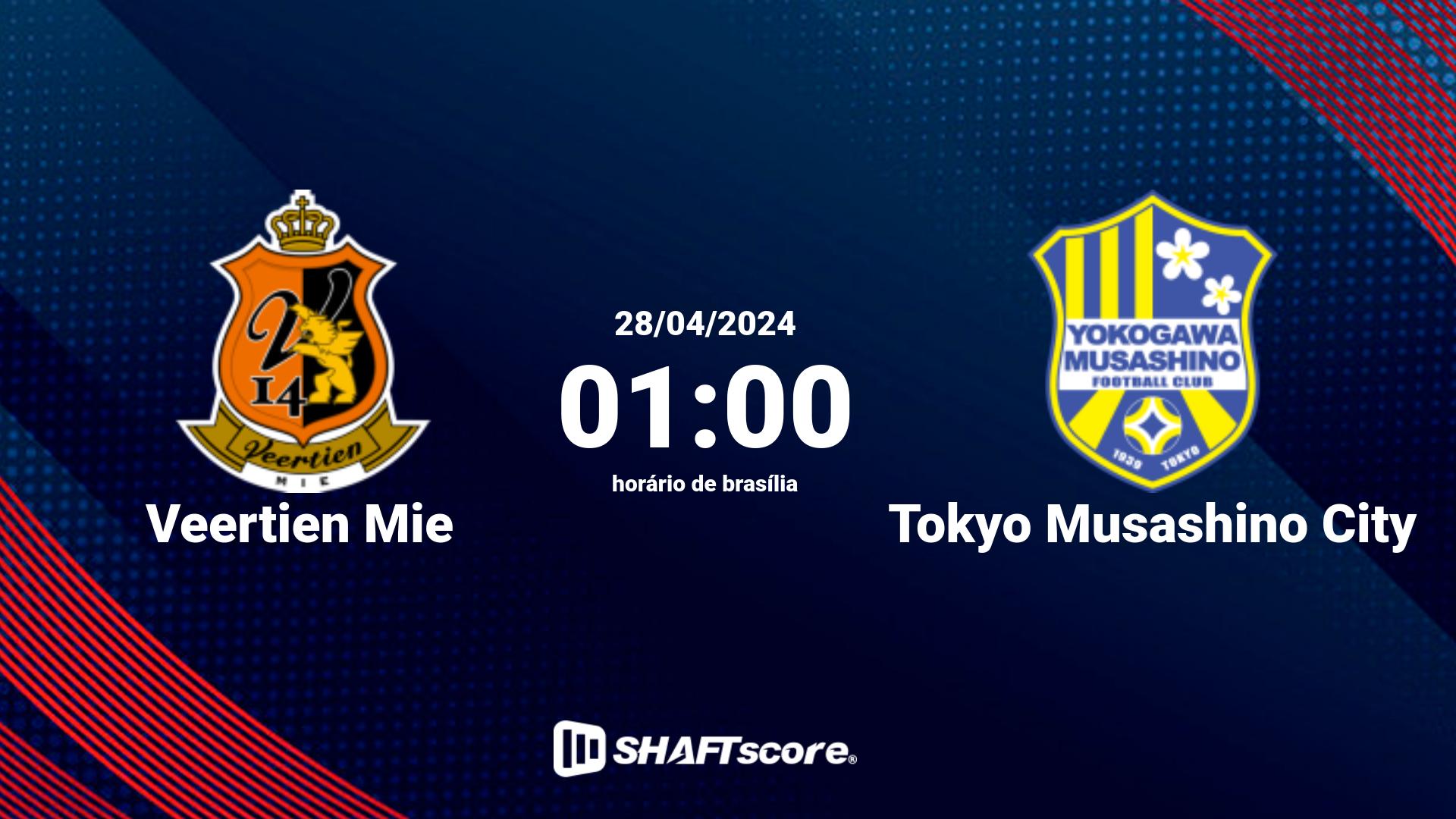 Estatísticas do jogo Veertien Mie vs Tokyo Musashino City 28.04 01:00