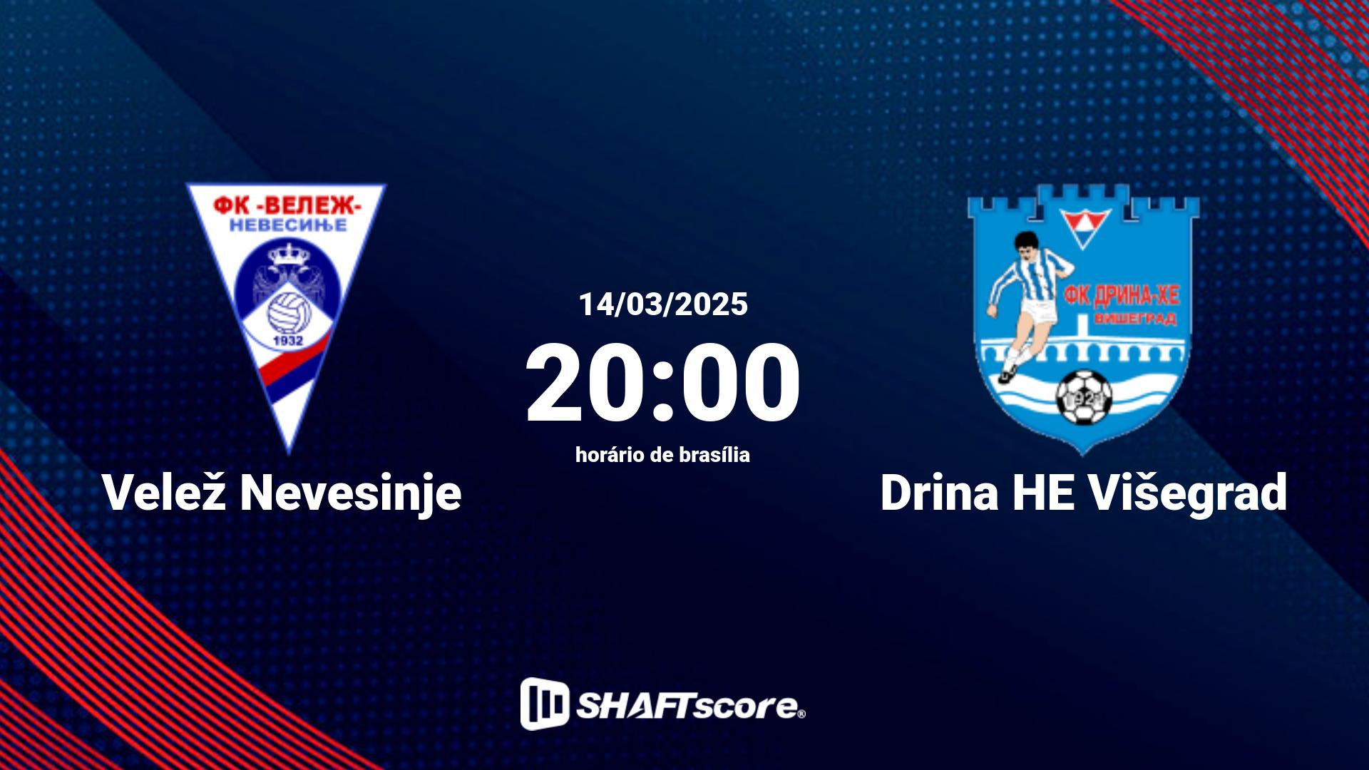 Estatísticas do jogo Velež Nevesinje vs Drina HE Višegrad 14.03 20:00