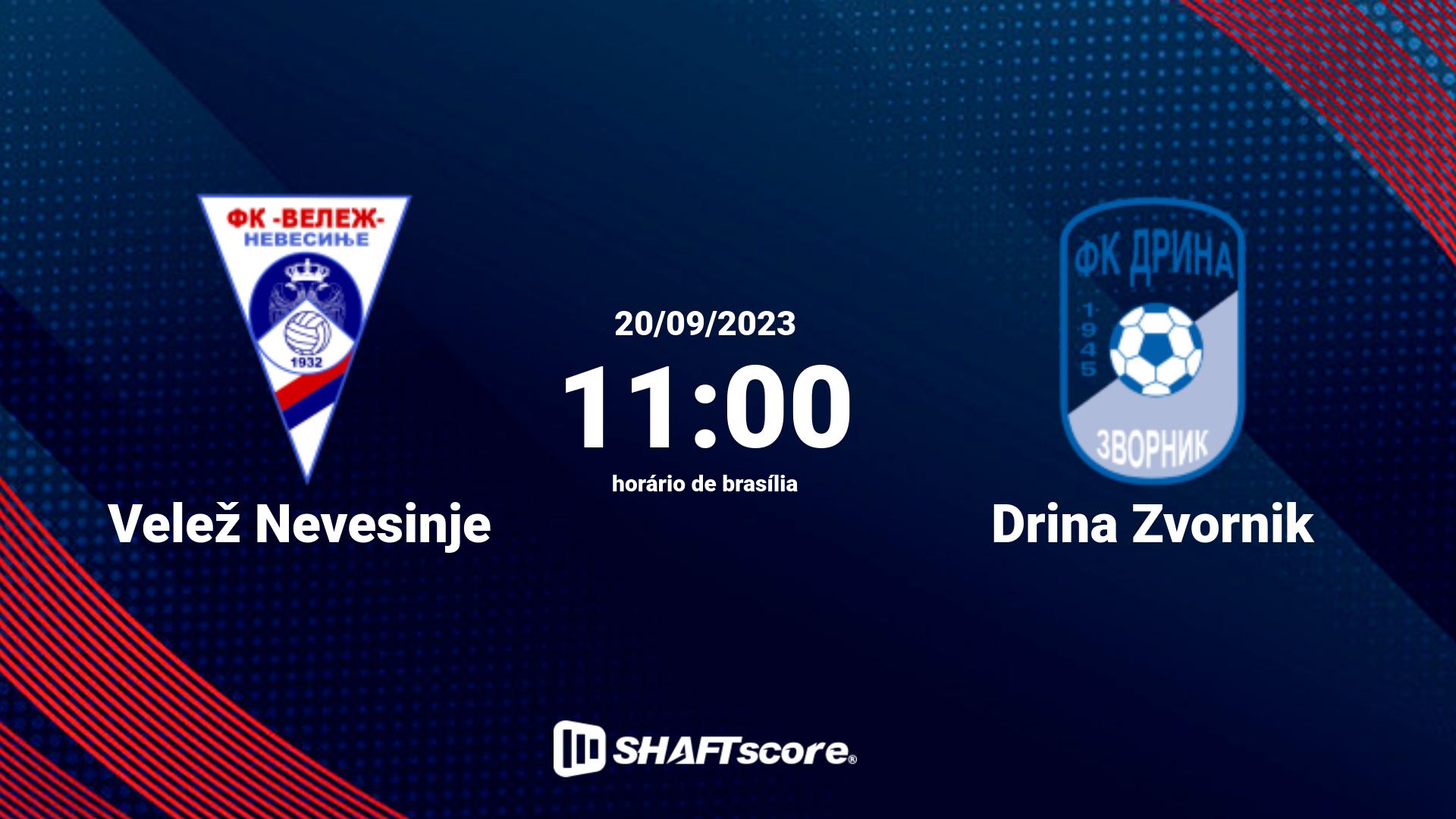 Estatísticas do jogo Velež Nevesinje vs Drina Zvornik 20.09 11:00