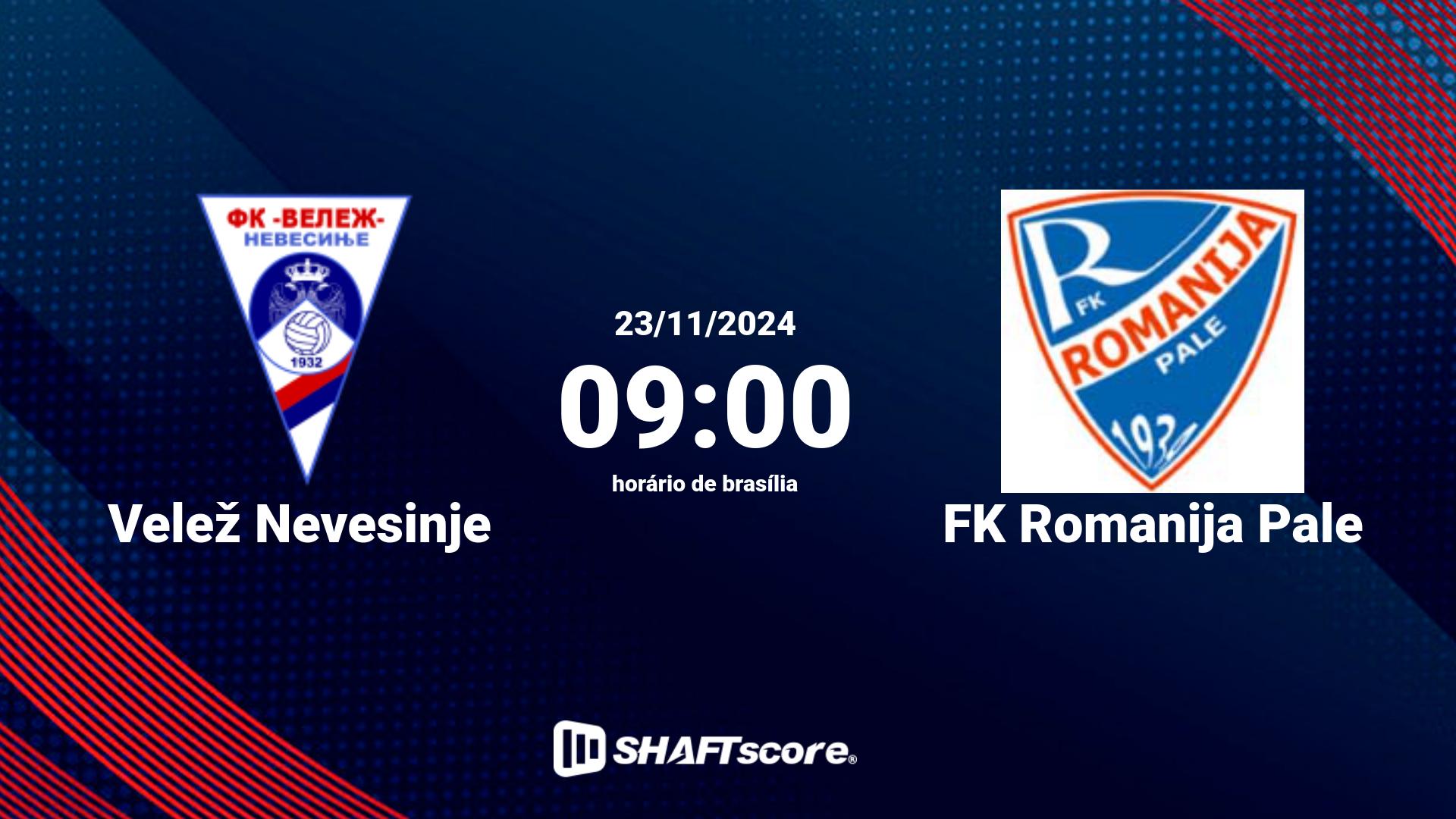 Estatísticas do jogo Velež Nevesinje vs FK Romanija Pale 23.11 09:00