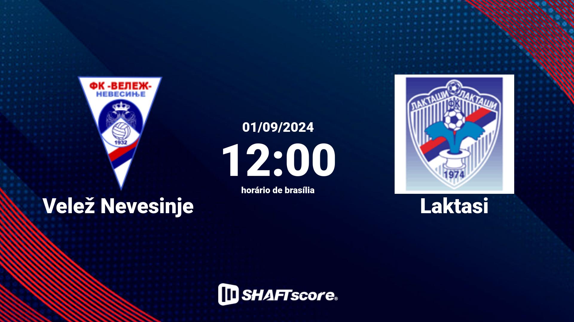 Estatísticas do jogo Velež Nevesinje vs Laktasi 01.09 12:00