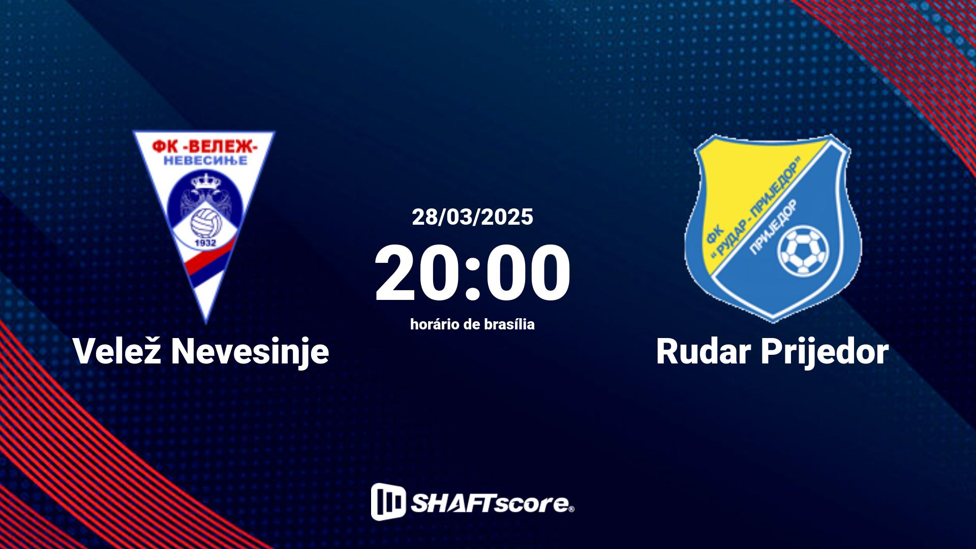 Estatísticas do jogo Velež Nevesinje vs Rudar Prijedor 28.03 20:00