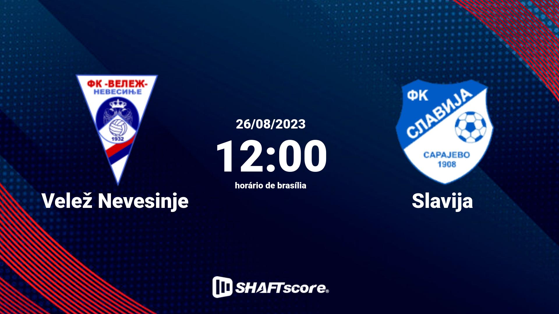 Estatísticas do jogo Velež Nevesinje vs Slavija 26.08 12:00