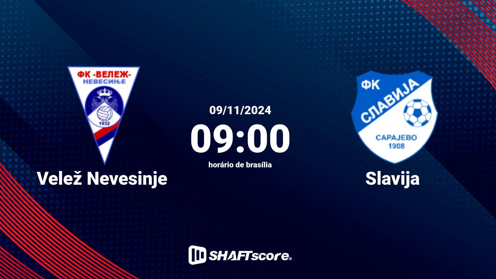 Estatísticas do jogo Velež Nevesinje vs Slavija 09.11 09:00