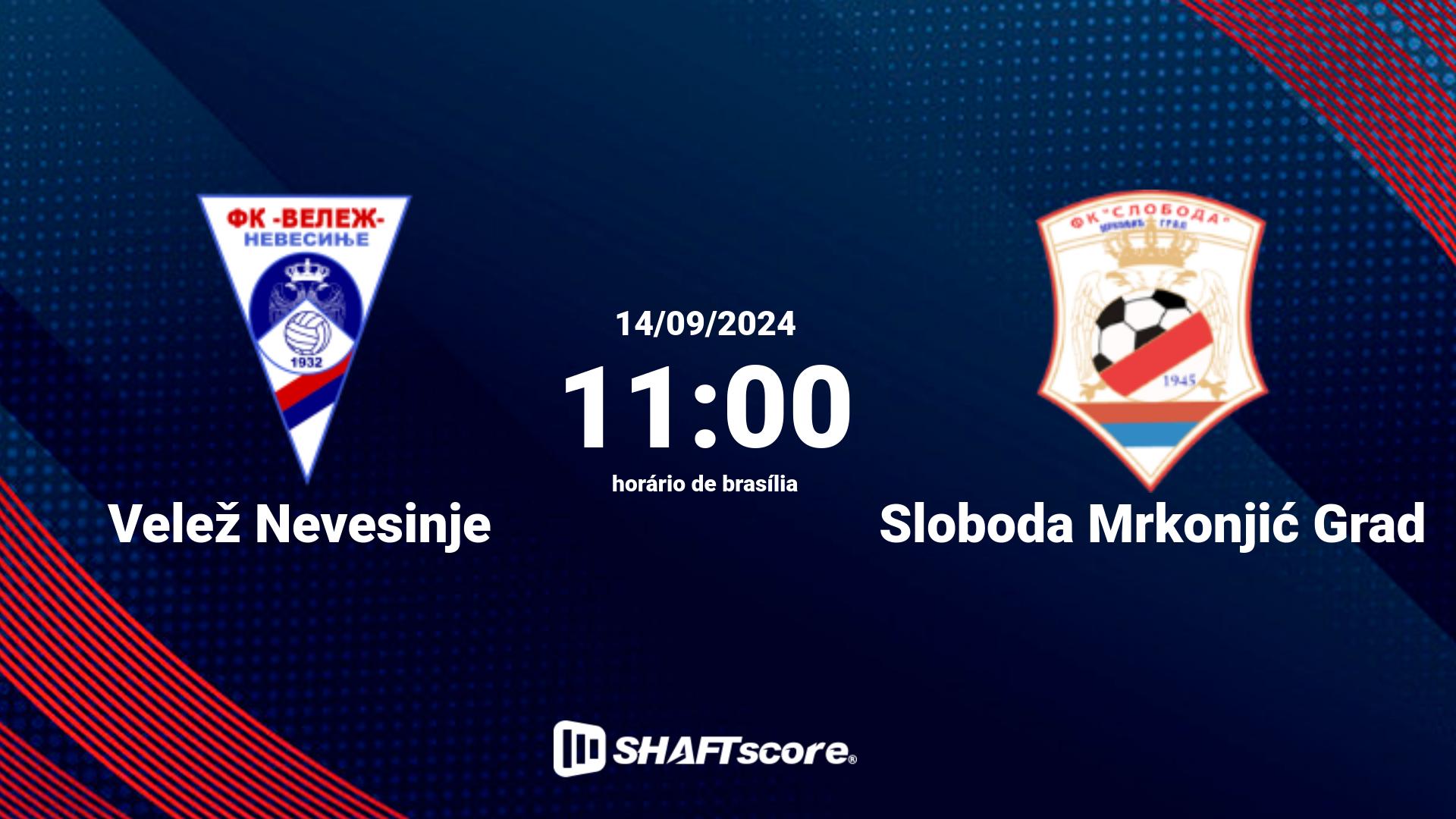 Estatísticas do jogo Velež Nevesinje vs Sloboda Mrkonjić Grad 14.09 11:00