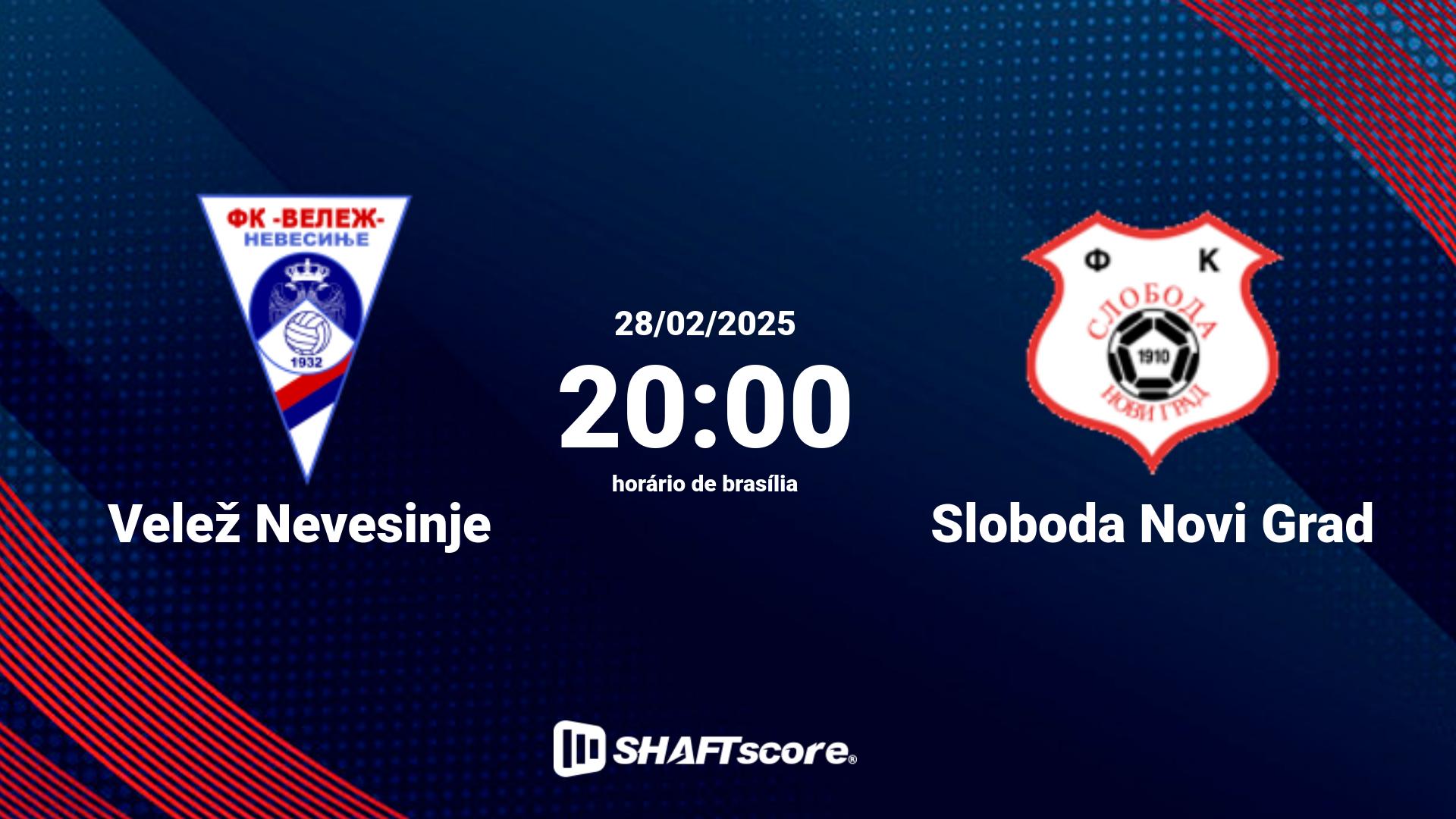 Estatísticas do jogo Velež Nevesinje vs Sloboda Novi Grad 28.02 20:00