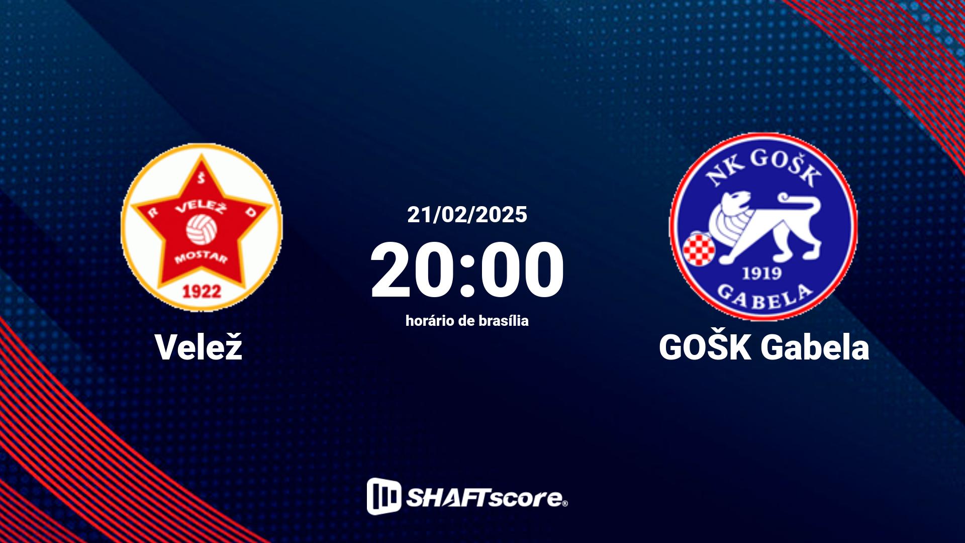 Estatísticas do jogo Velež vs GOŠK Gabela 21.02 20:00