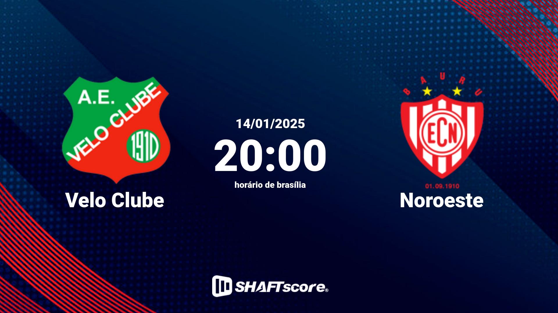 Estatísticas do jogo Velo Clube vs Noroeste 14.01 20:00