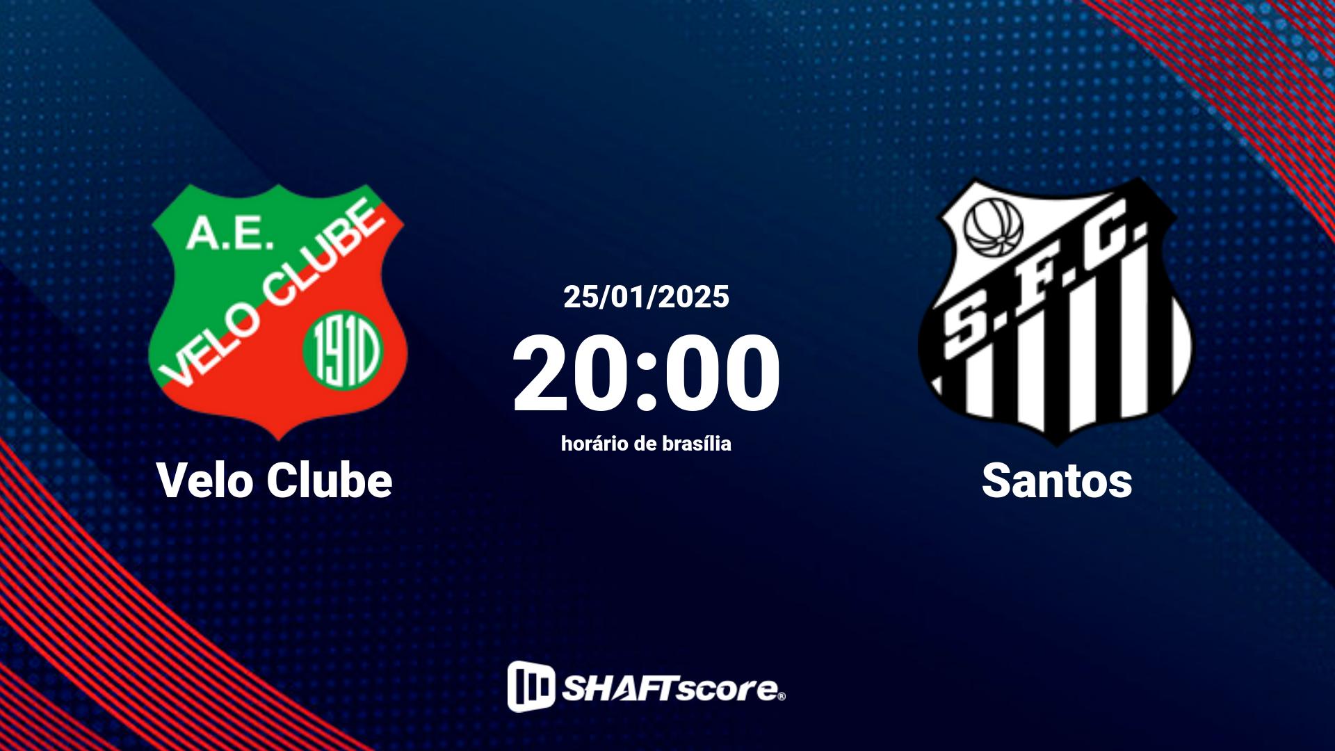 Estatísticas do jogo Velo Clube vs Santos 25.01 20:00