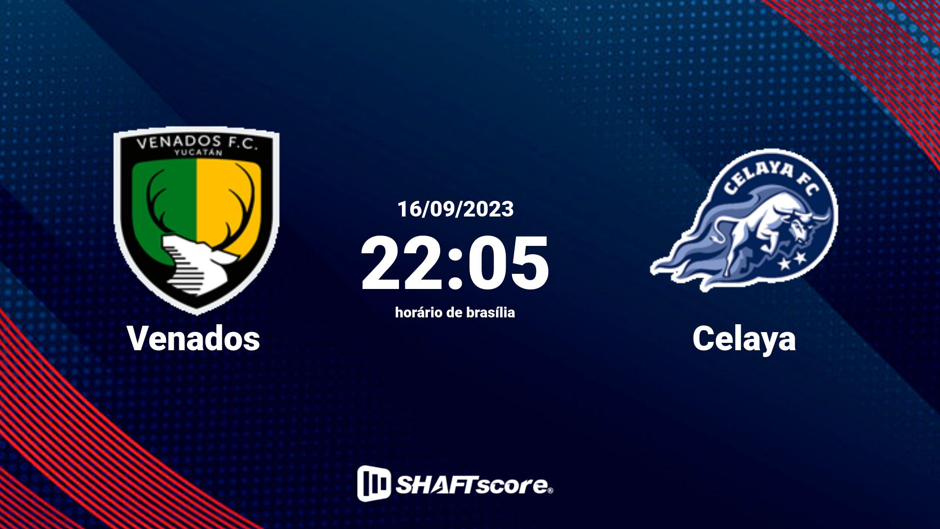 Estatísticas do jogo Venados vs Celaya 16.09 22:05