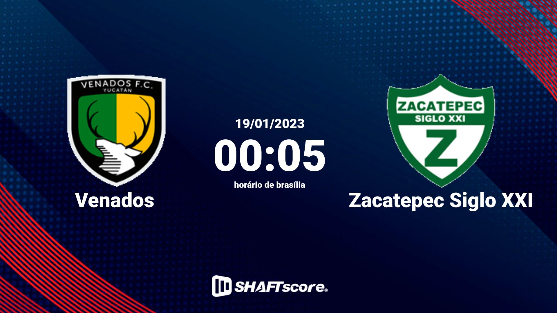 Estatísticas do jogo Venados vs Zacatepec Siglo XXI 19.01 00:05