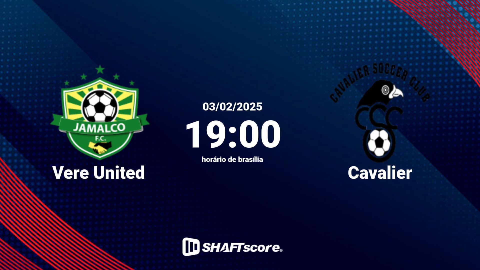 Estatísticas do jogo Vere United vs Cavalier 03.02 19:00