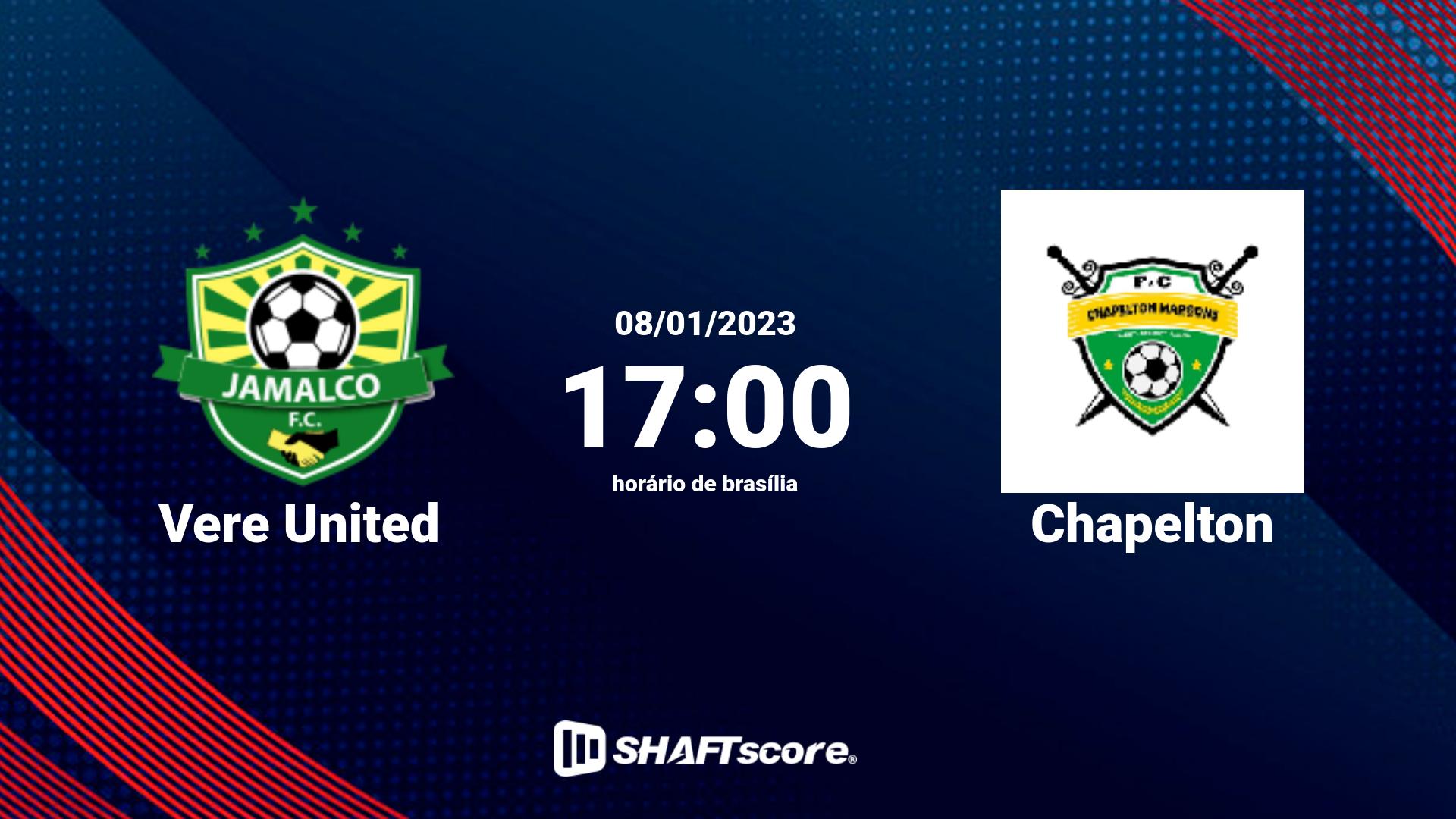 Estatísticas do jogo Vere United vs Chapelton 08.01 17:00