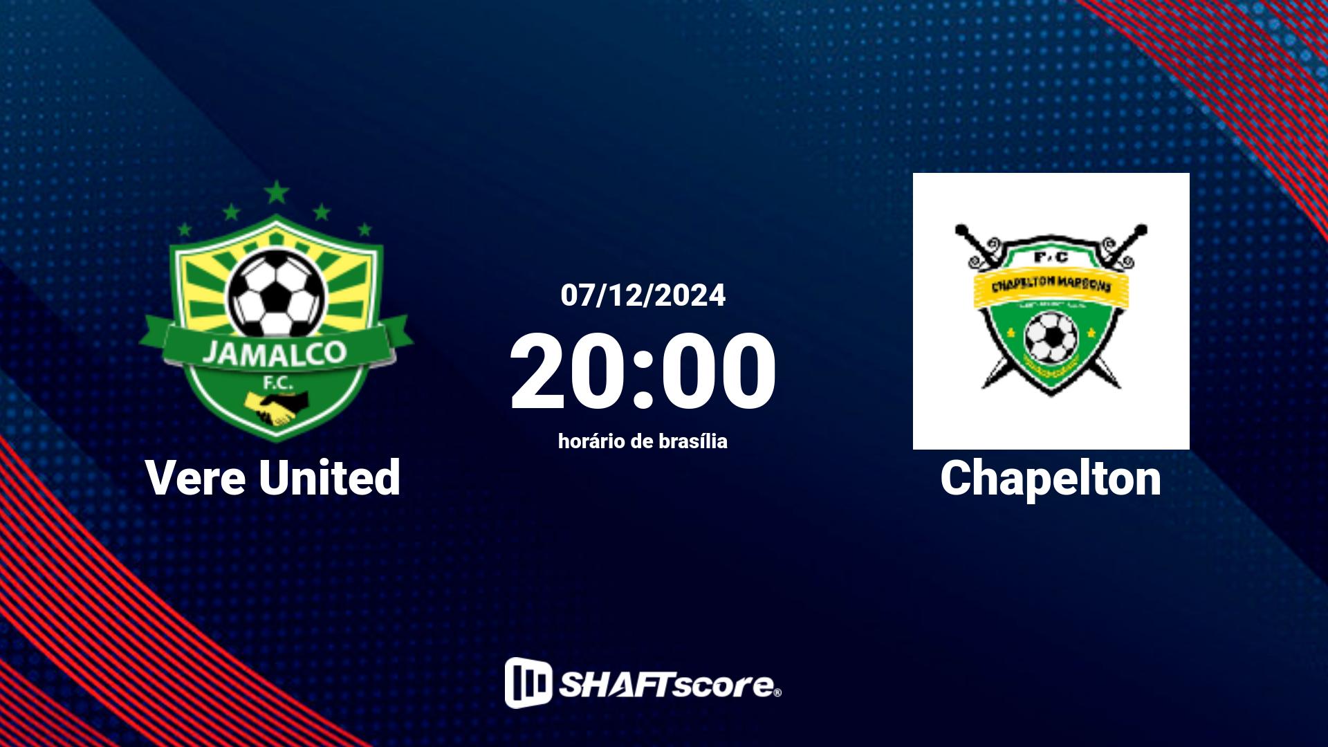 Estatísticas do jogo Vere United vs Chapelton 07.12 20:00