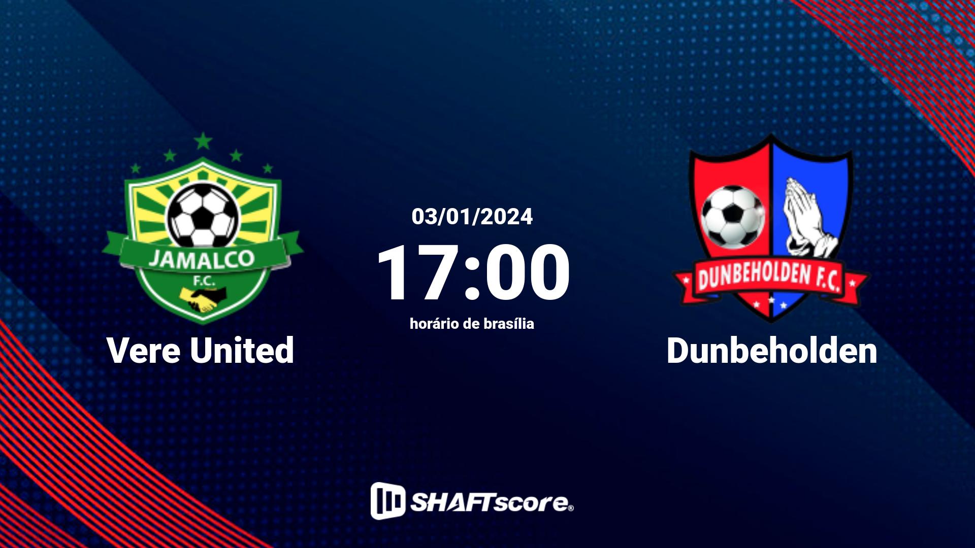 Estatísticas do jogo Vere United vs Dunbeholden 03.01 17:00