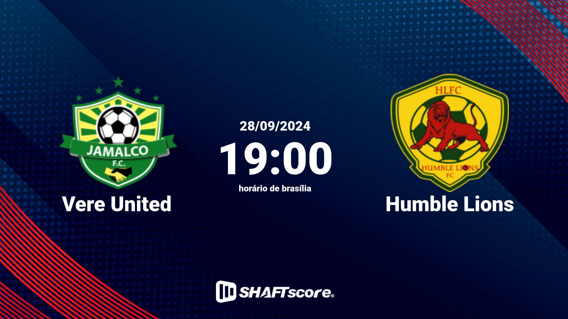 Estatísticas do jogo Vere United vs Humble Lions 28.09 19:00