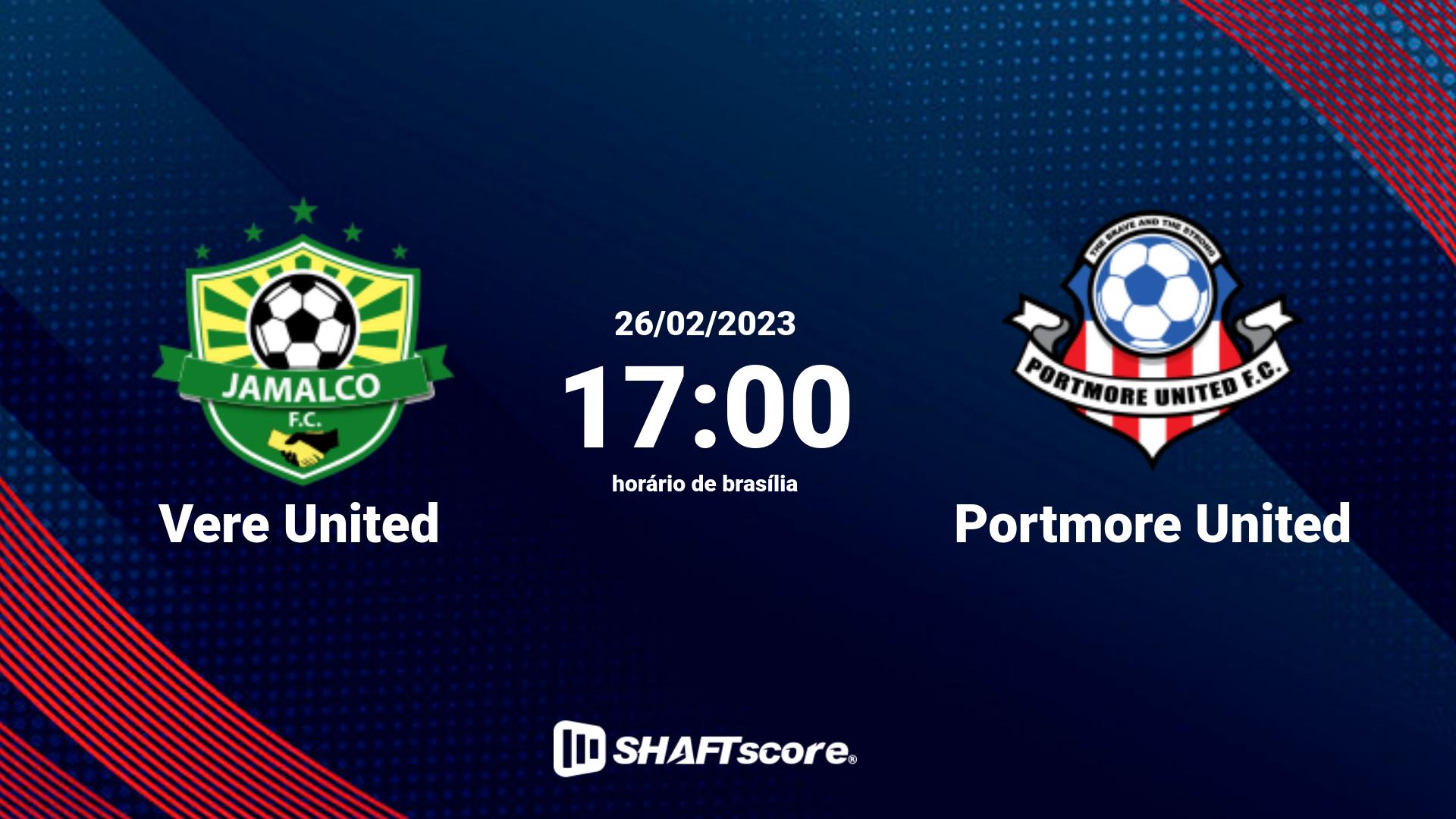 Estatísticas do jogo Vere United vs Portmore United 26.02 17:00