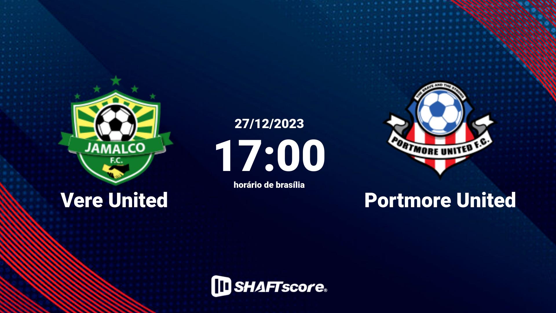 Estatísticas do jogo Vere United vs Portmore United 27.12 17:00