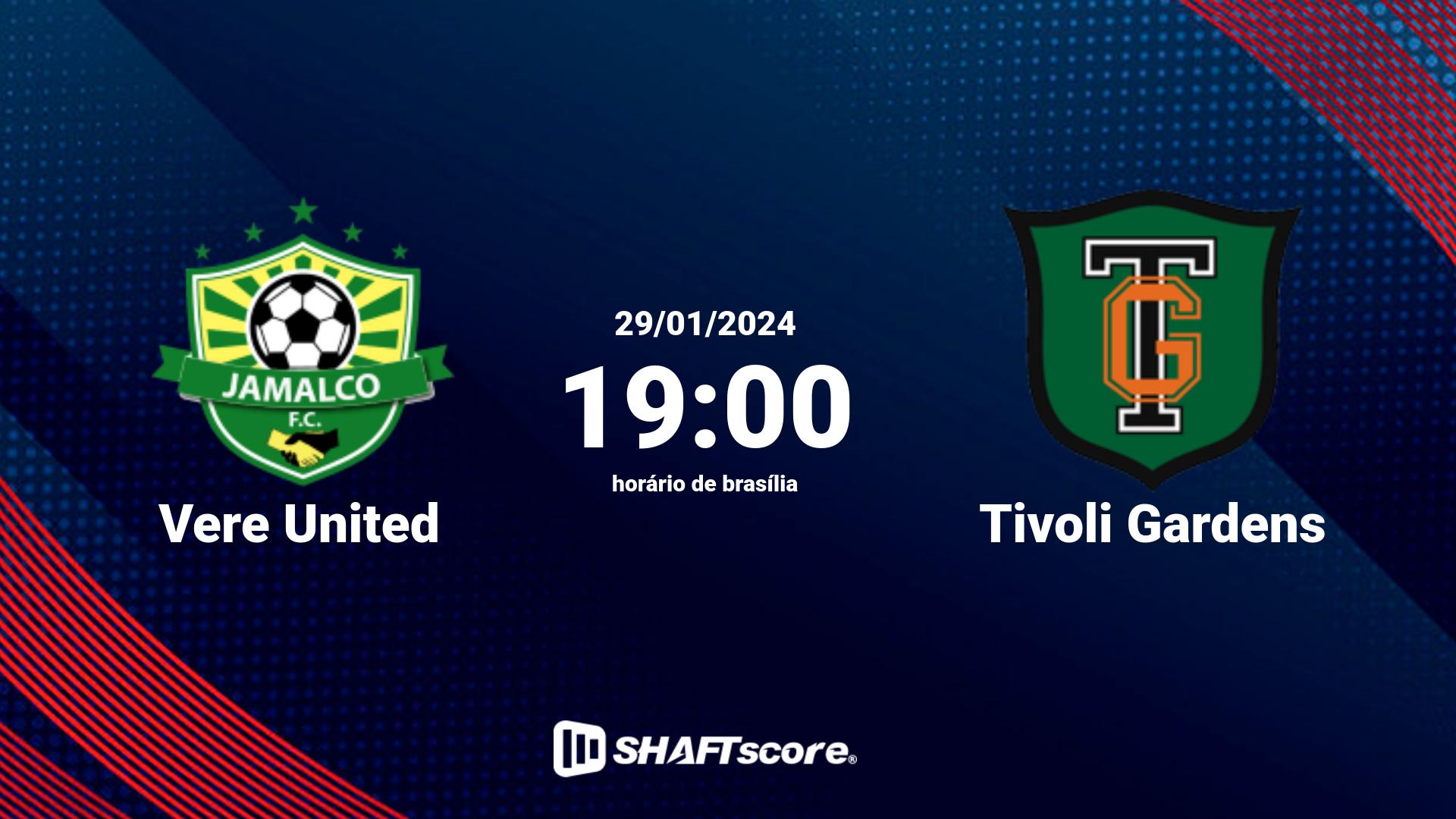 Estatísticas do jogo Vere United vs Tivoli Gardens 29.01 19:00