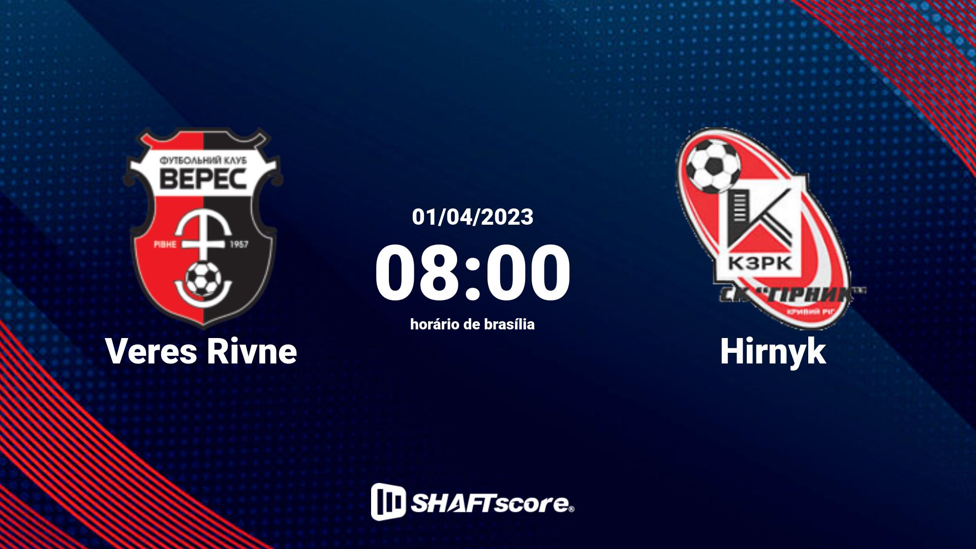 Estatísticas do jogo Veres Rivne vs Hirnyk 01.04 08:00