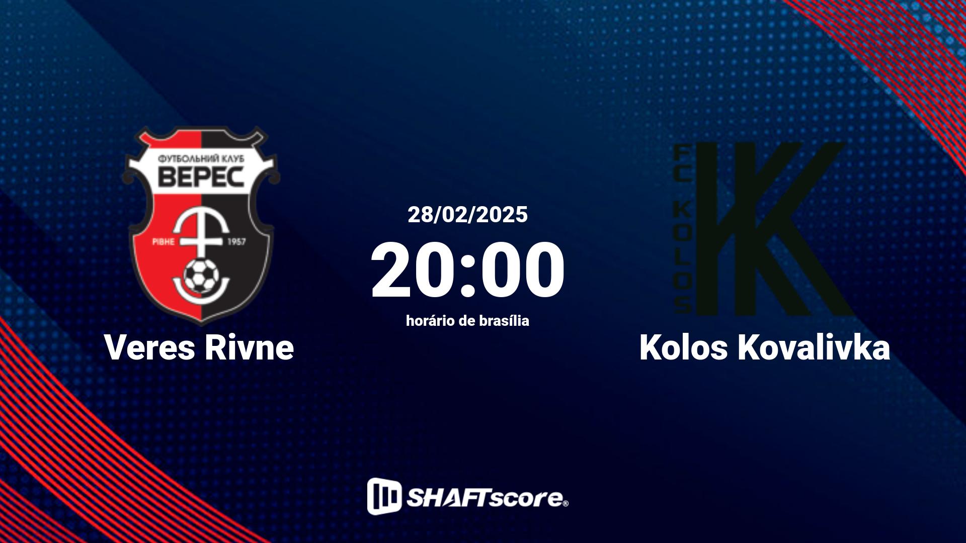 Estatísticas do jogo Veres Rivne vs Kolos Kovalivka 28.02 20:00