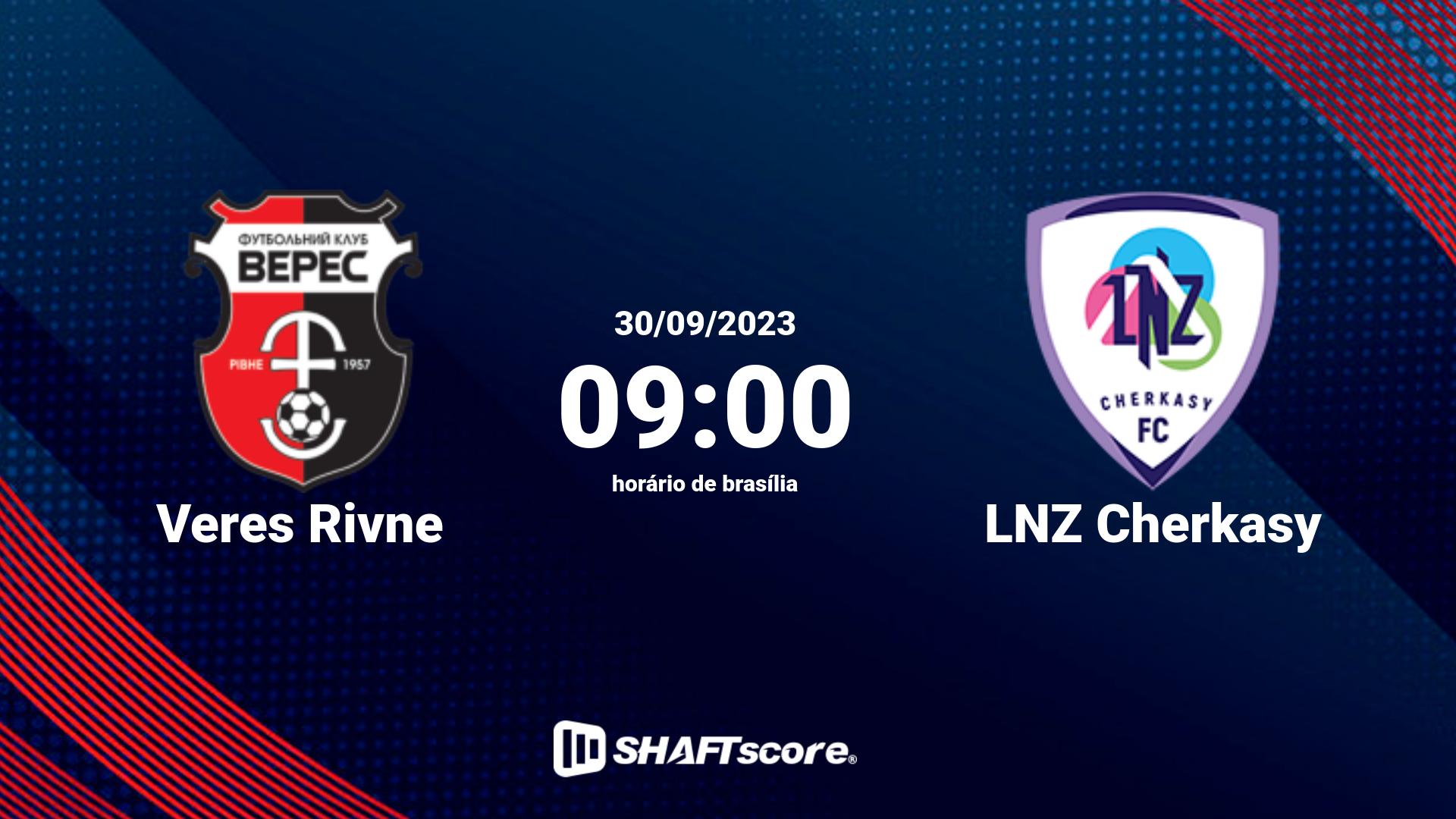 Estatísticas do jogo Veres Rivne vs LNZ Cherkasy 30.09 09:00