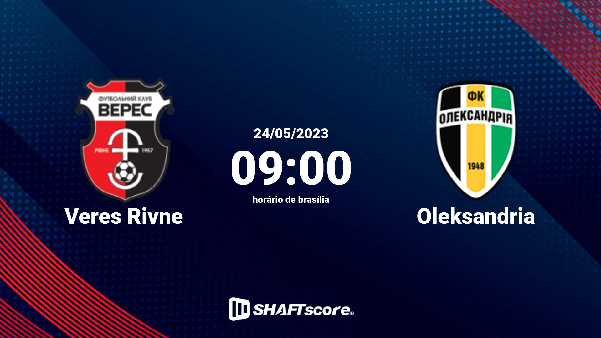 Estatísticas do jogo Veres Rivne vs Oleksandria 24.05 09:00