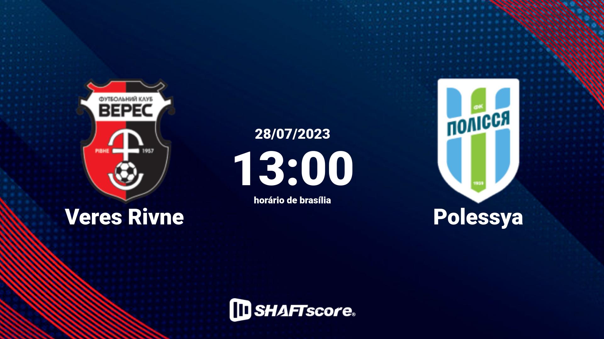 Estatísticas do jogo Veres Rivne vs Polessya 28.07 13:00