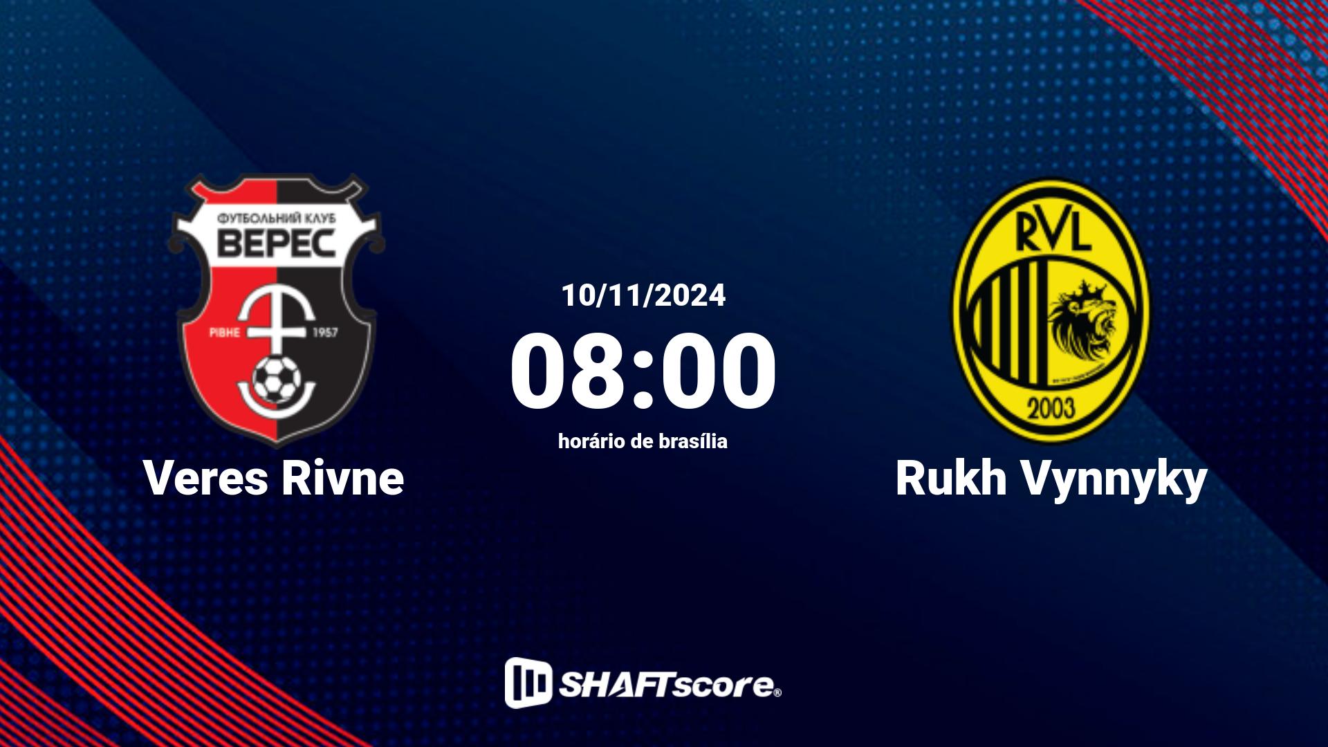 Estatísticas do jogo Veres Rivne vs Rukh Vynnyky 10.11 08:00