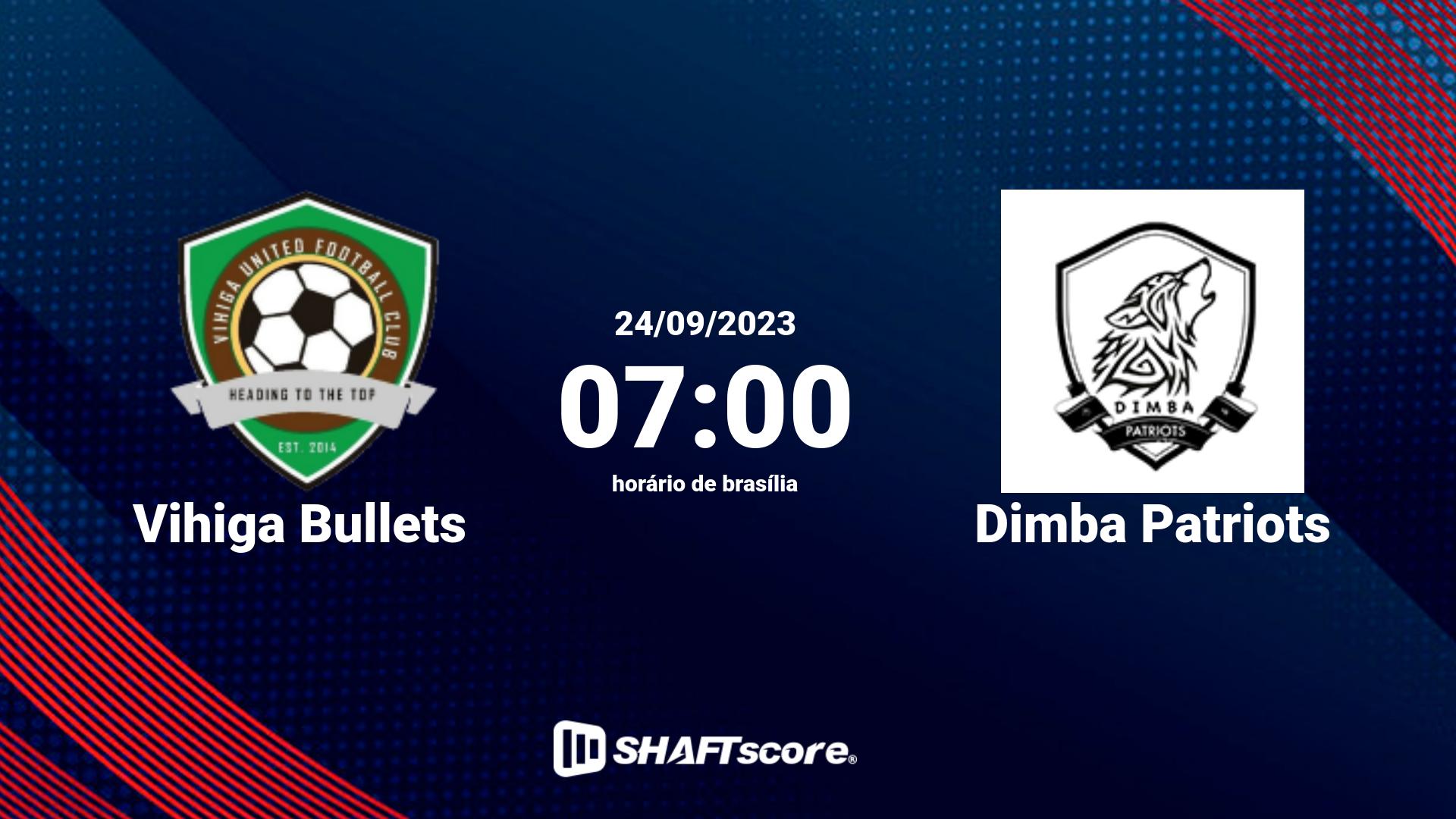 Estatísticas do jogo Vihiga Bullets vs Dimba Patriots 24.09 07:00