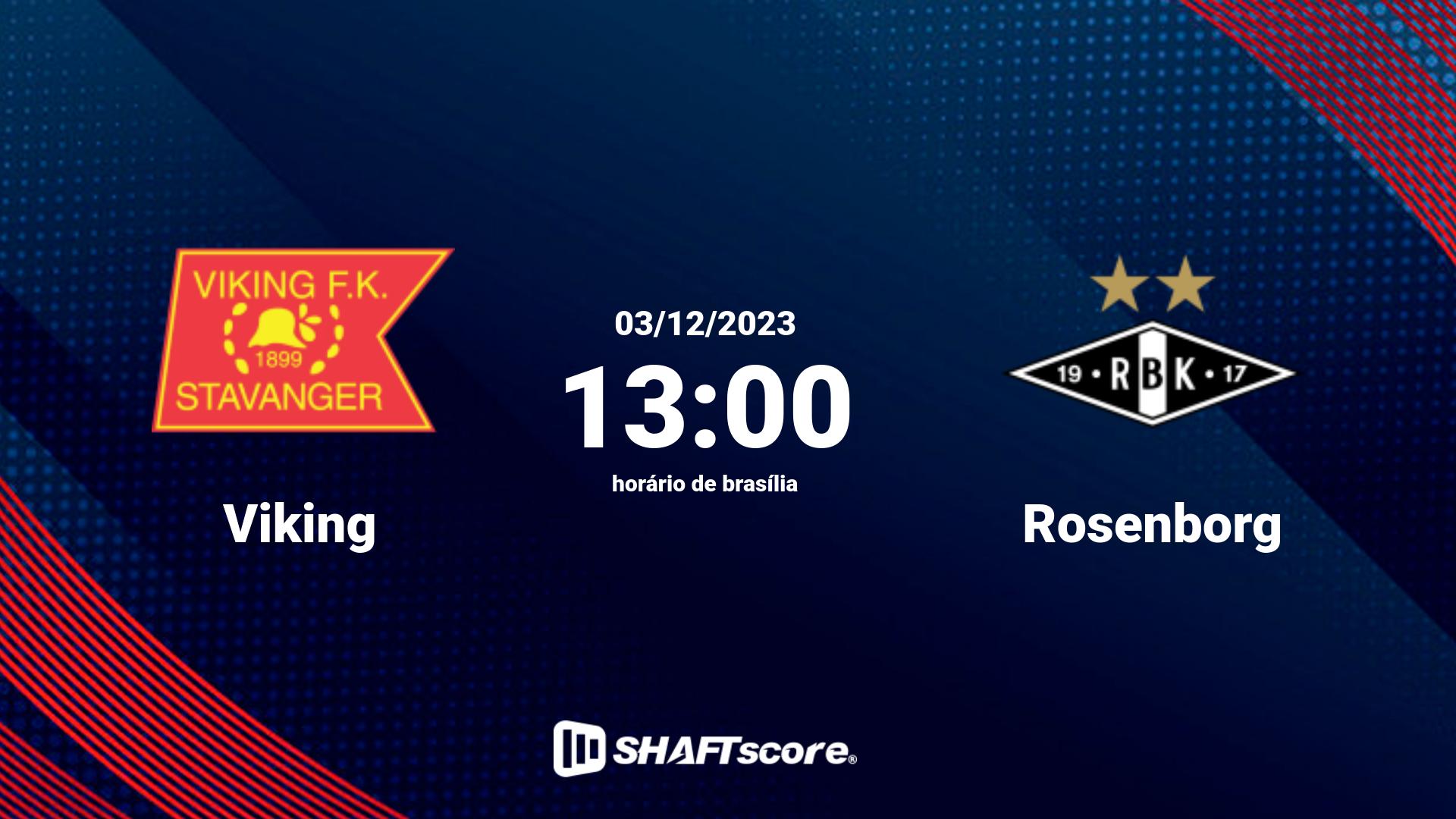 Estatísticas do jogo Viking vs Rosenborg 03.12 13:00