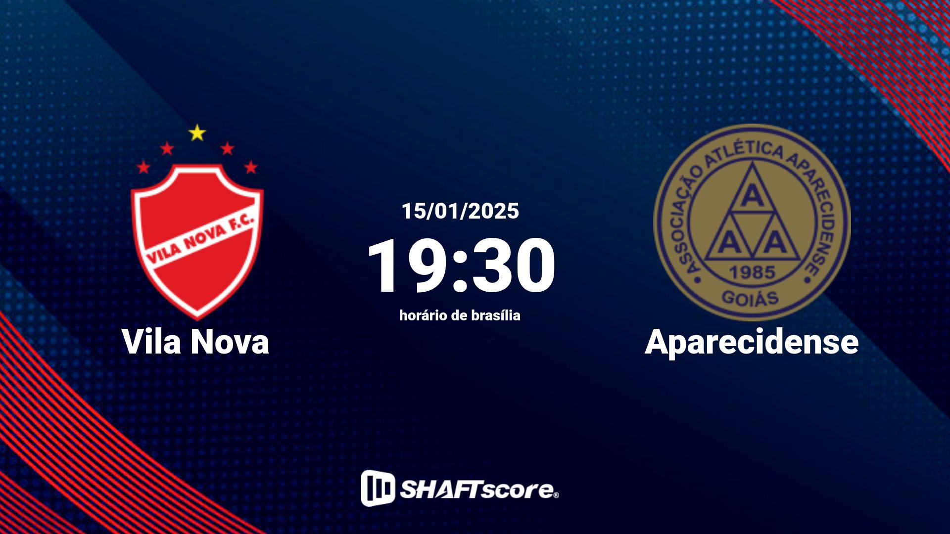 Estatísticas do jogo Vila Nova vs Aparecidense 15.01 19:30