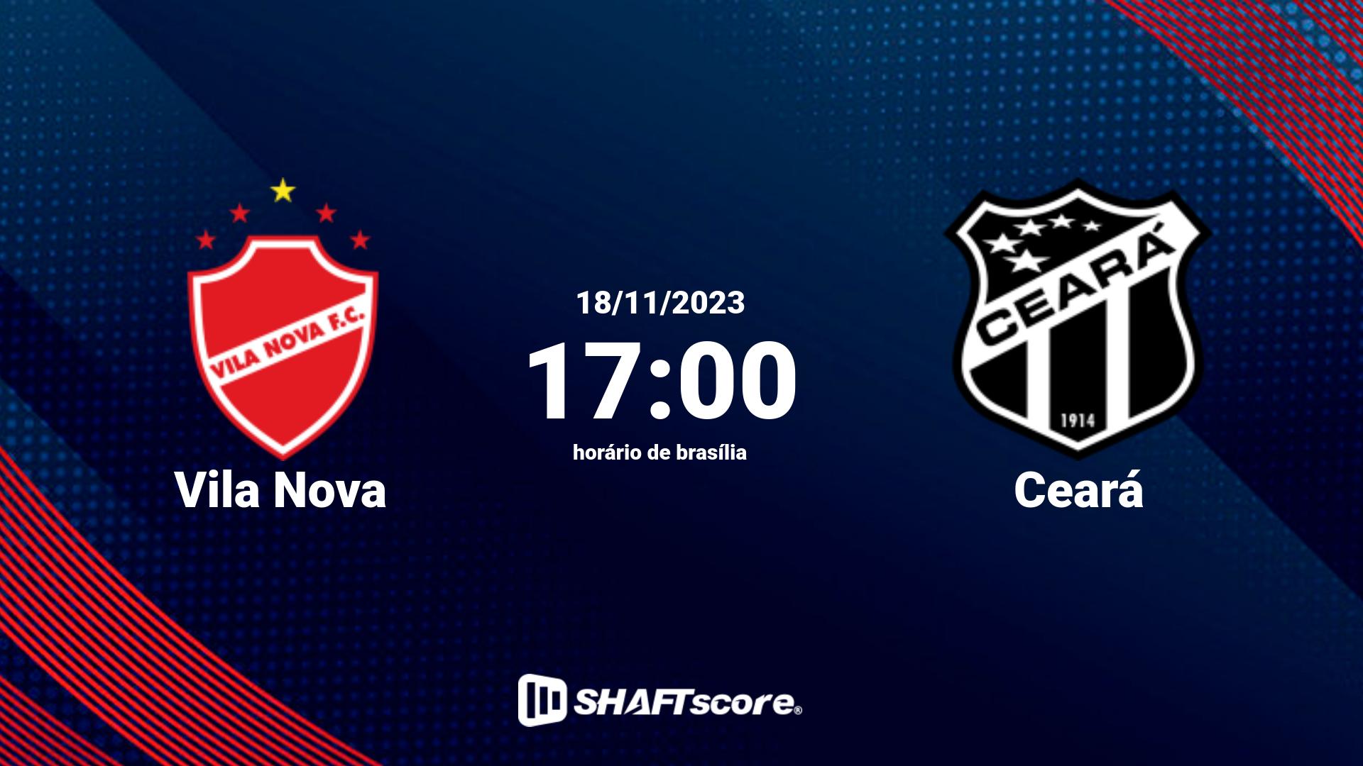 Estatísticas do jogo Vila Nova vs Ceará 18.11 17:00