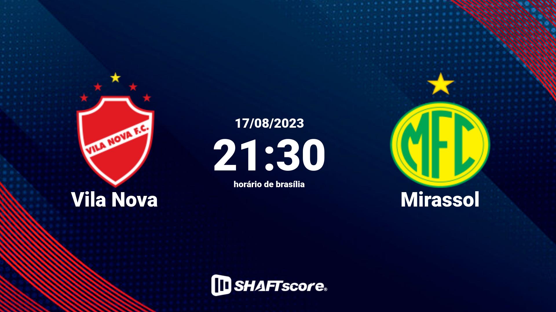 Estatísticas do jogo Vila Nova vs Mirassol 17.08 21:30