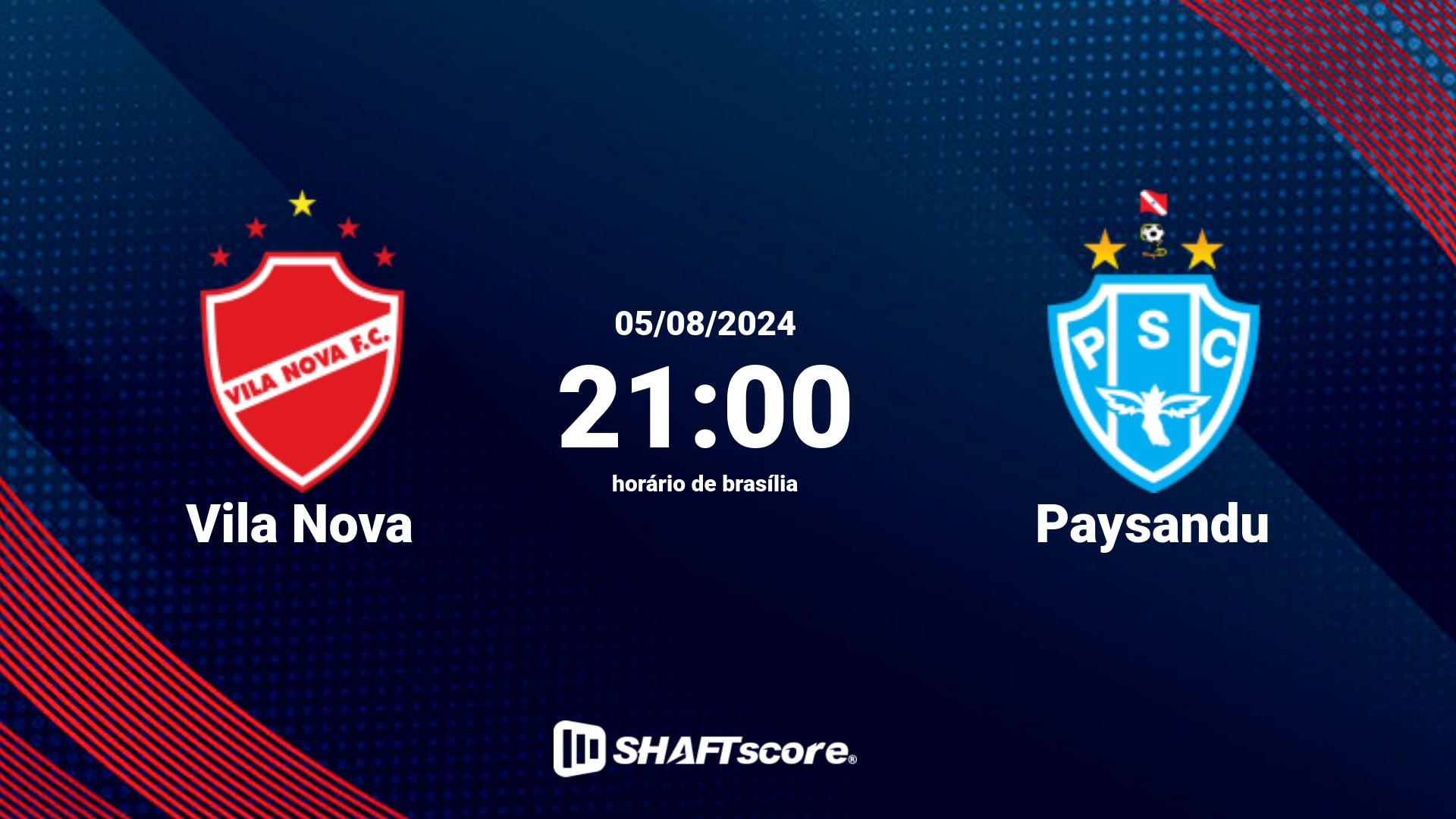 Estatísticas do jogo Vila Nova vs Paysandu 05.08 21:00