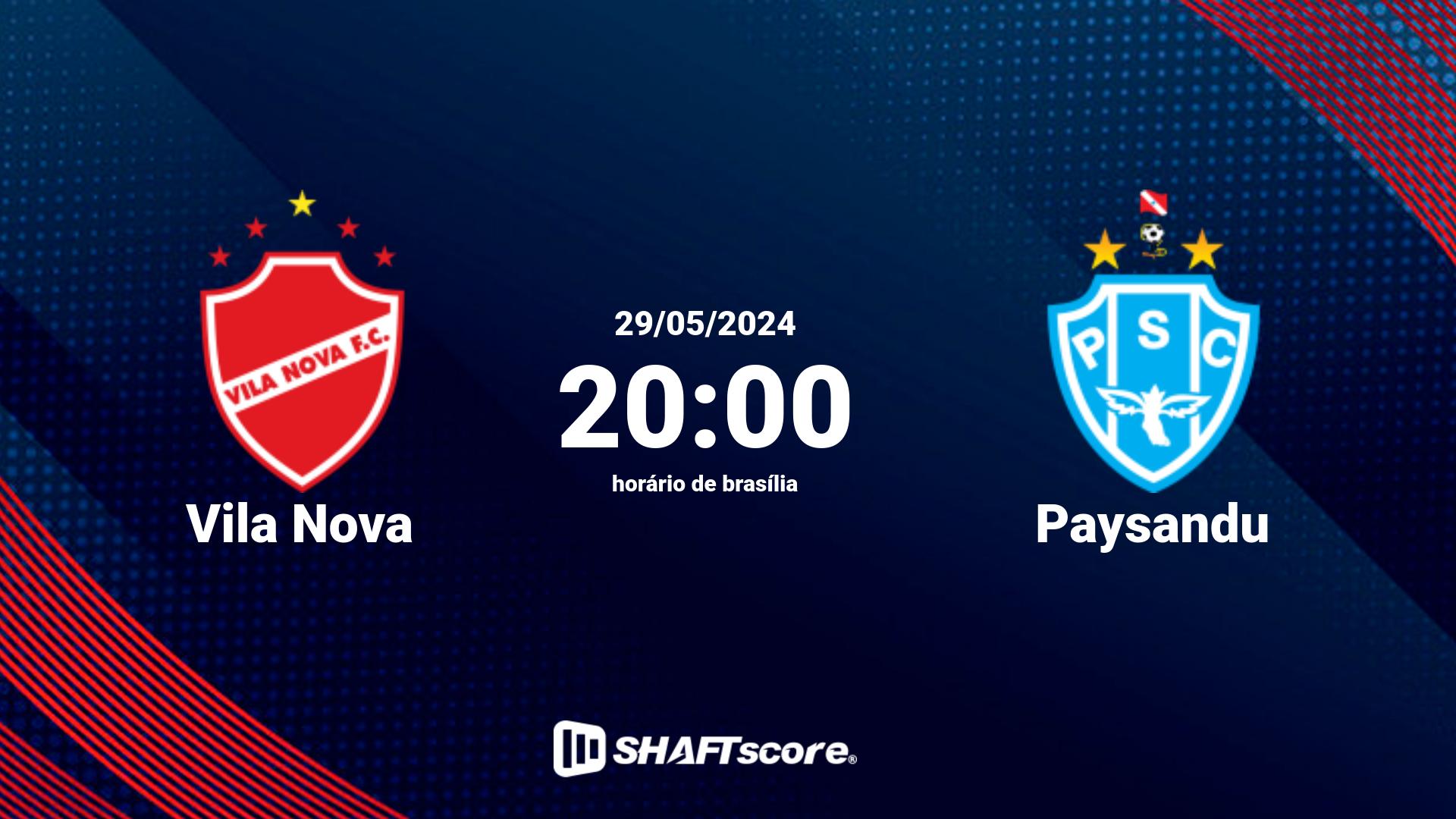 Estatísticas do jogo Vila Nova vs Paysandu 29.05 20:00