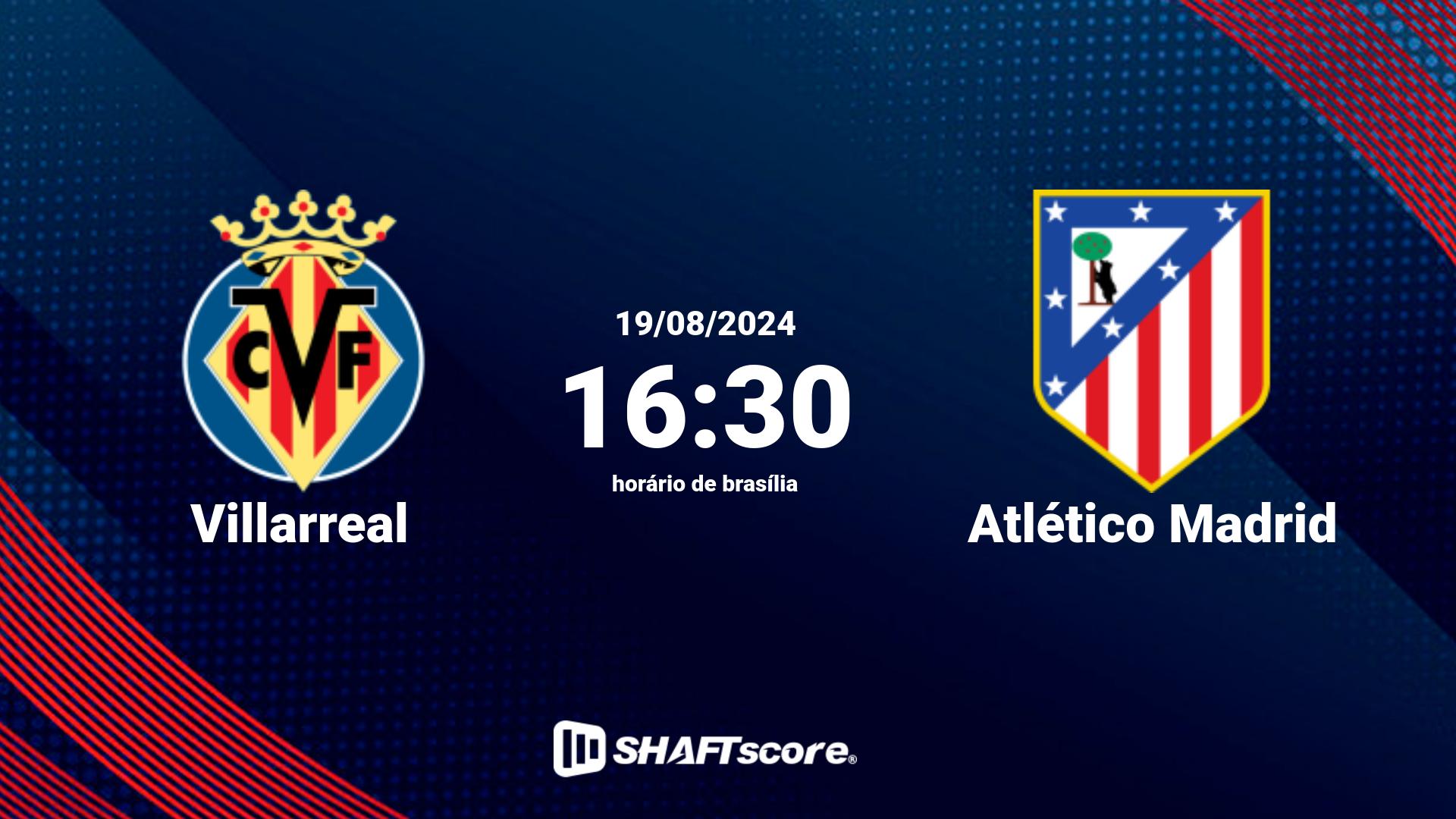 Estatísticas do jogo Villarreal vs Atlético Madrid 19.08 16:30