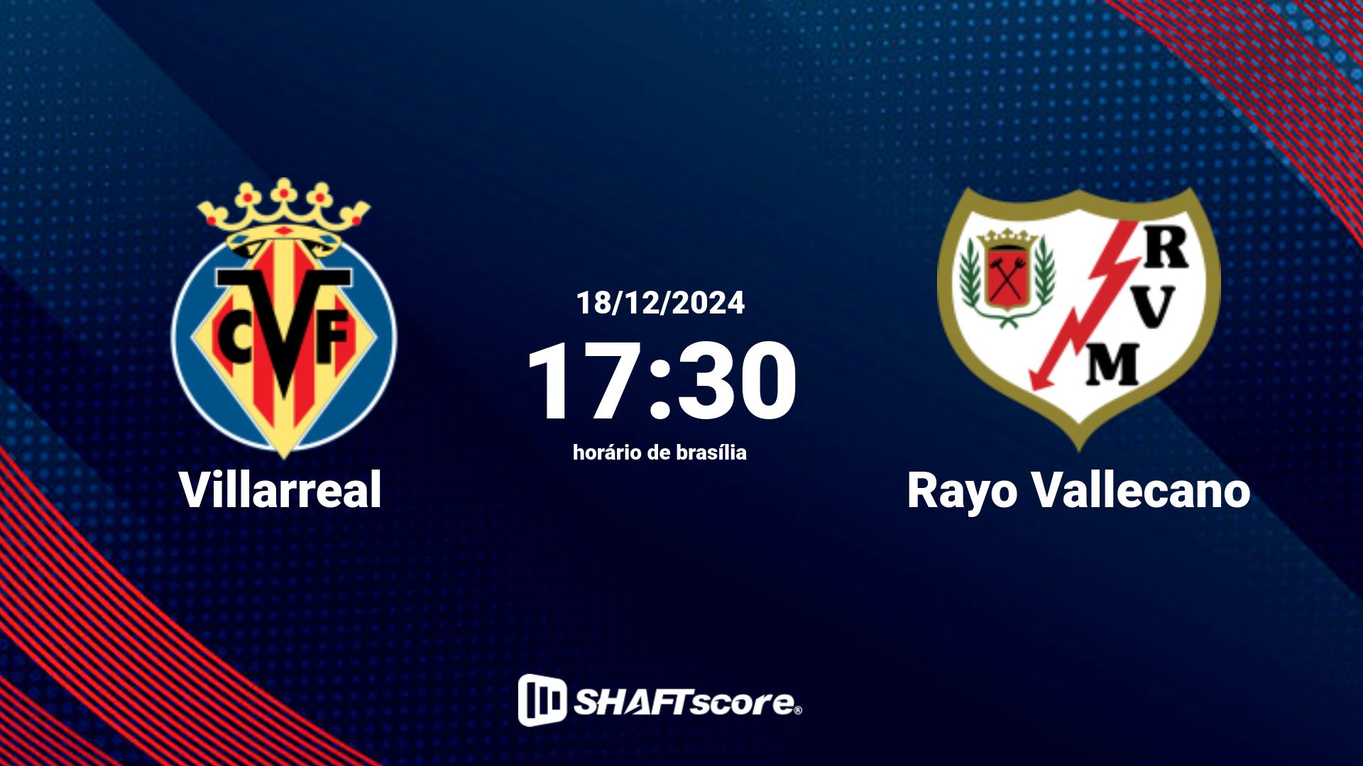 Estatísticas do jogo Villarreal vs Rayo Vallecano 18.12 17:30