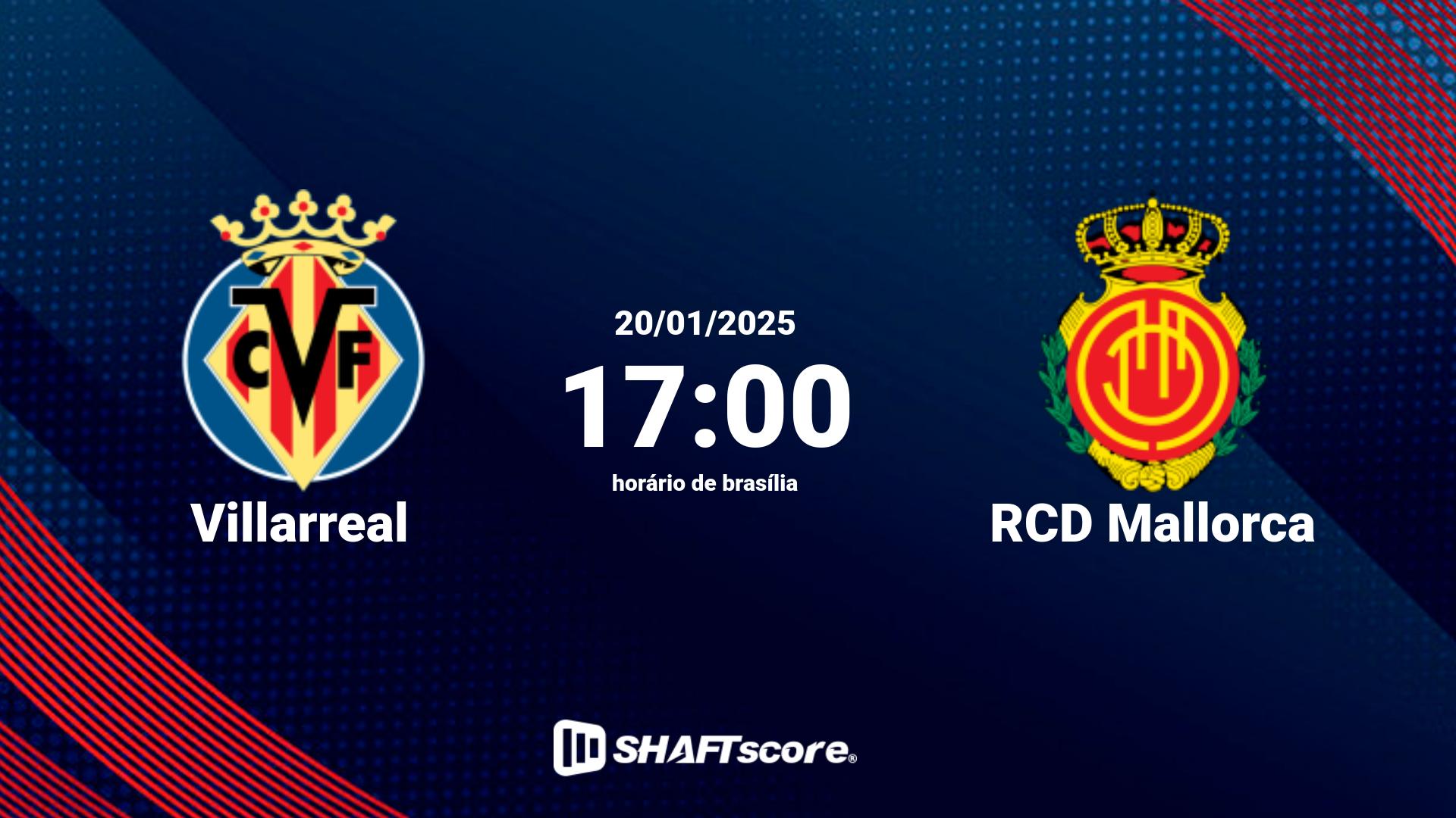 Estatísticas do jogo Villarreal vs RCD Mallorca 20.01 17:00