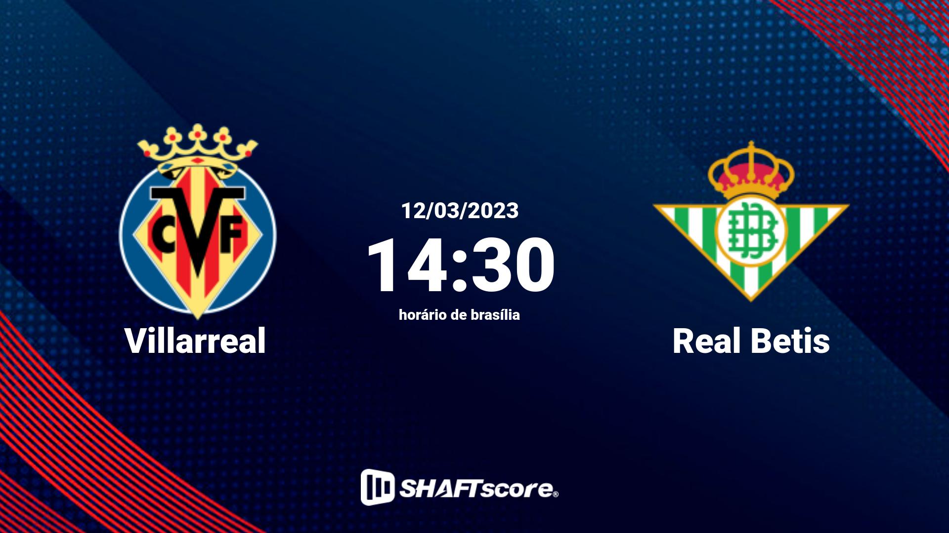 Estatísticas do jogo Villarreal vs Real Betis 12.03 14:30