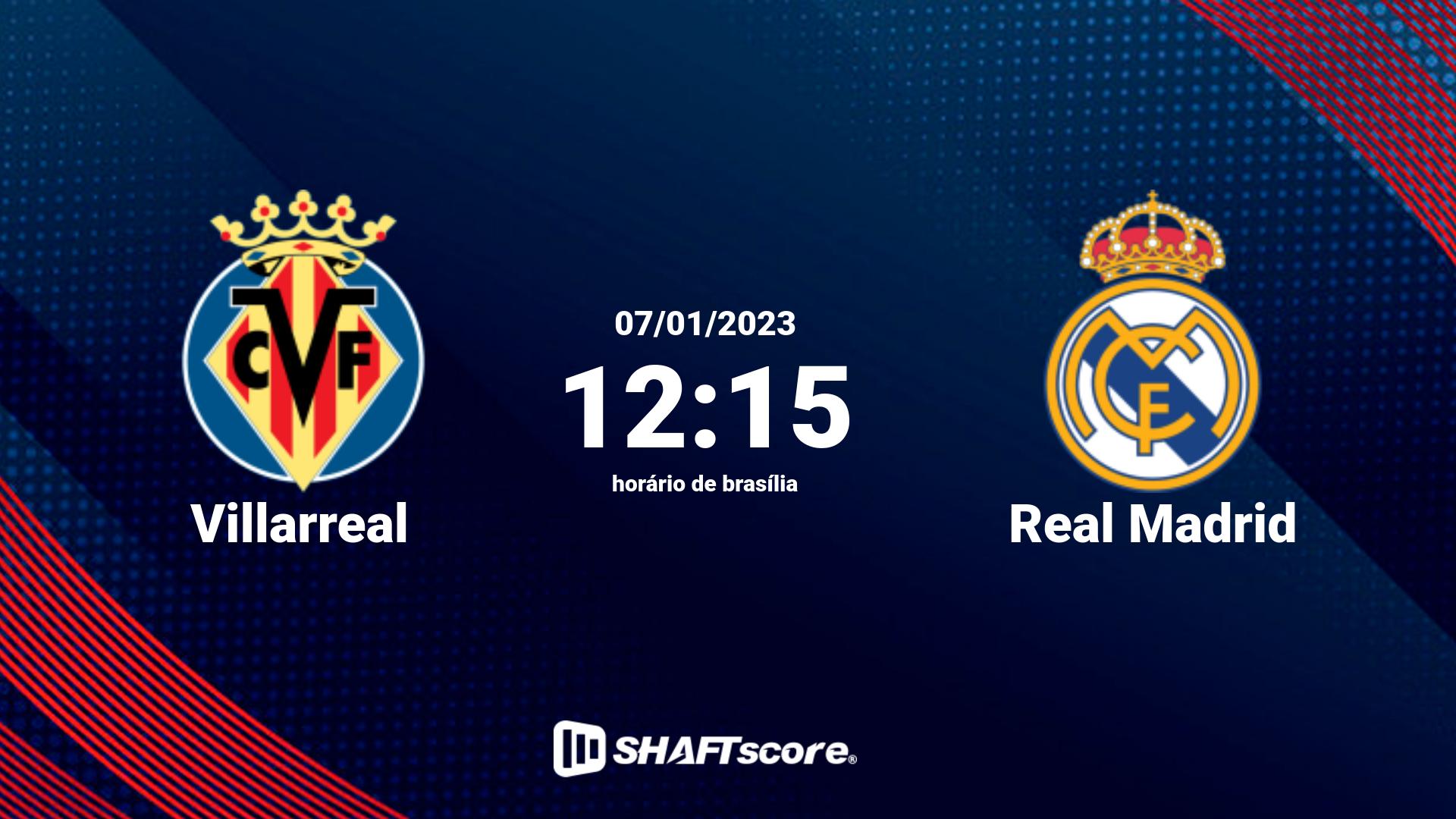 Estatísticas do jogo Villarreal vs Real Madrid 07.01 12:15