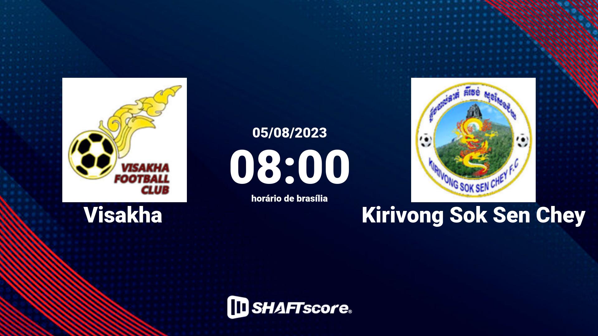 Estatísticas do jogo Visakha vs Kirivong Sok Sen Chey 05.08 08:00