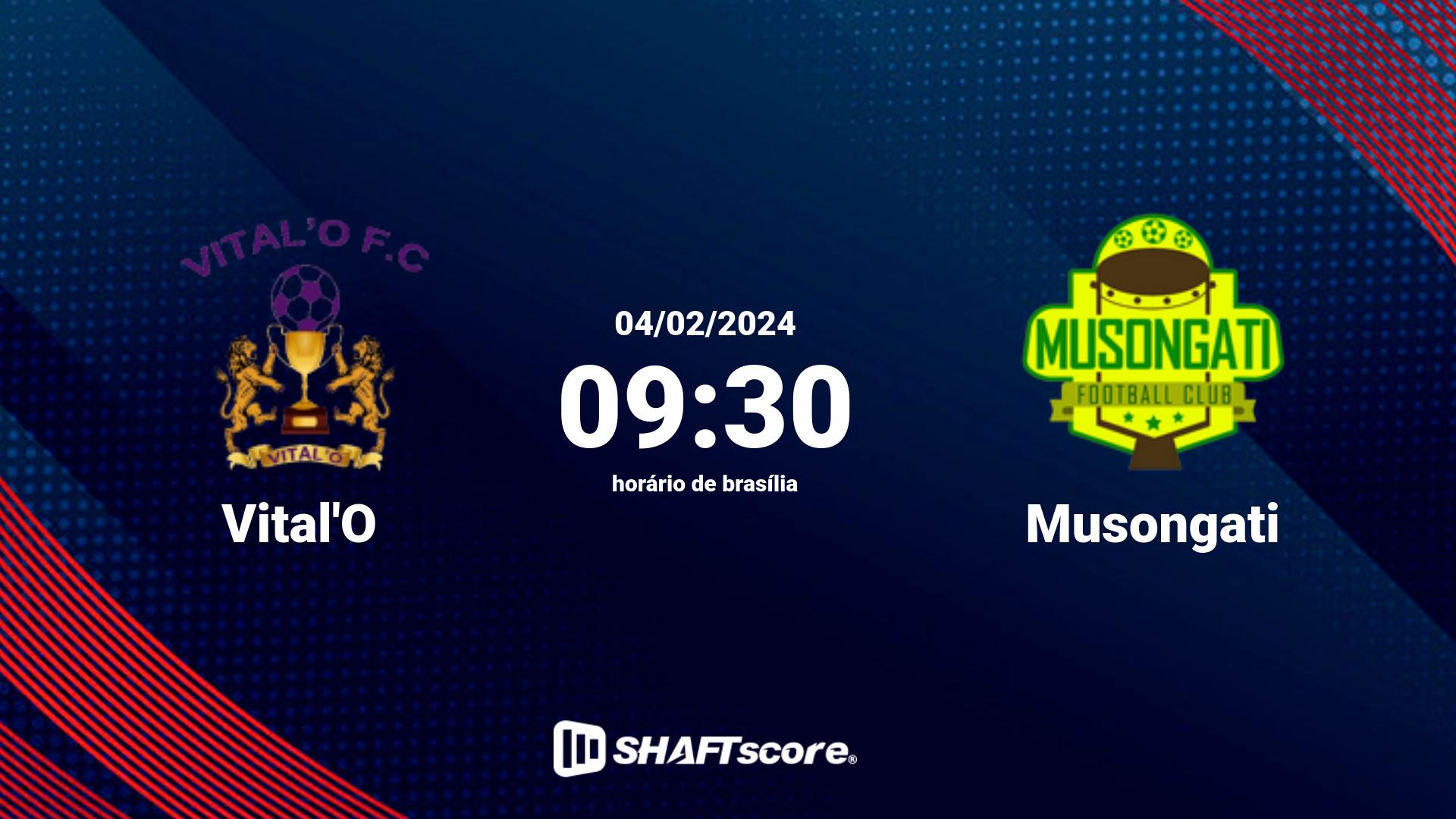 Estatísticas do jogo Vital'O vs Musongati 04.02 09:30