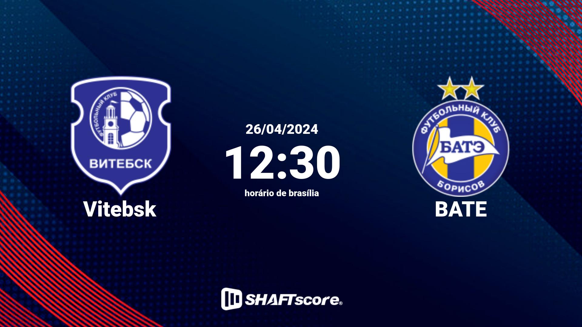 Estatísticas do jogo Vitebsk vs BATE 26.04 12:30