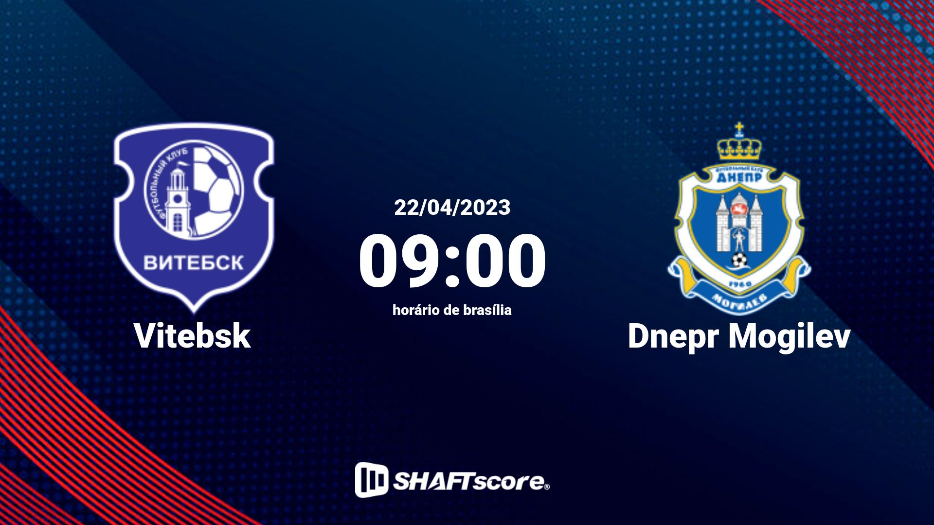 Estatísticas do jogo Vitebsk vs Dnepr Mogilev 22.04 09:00